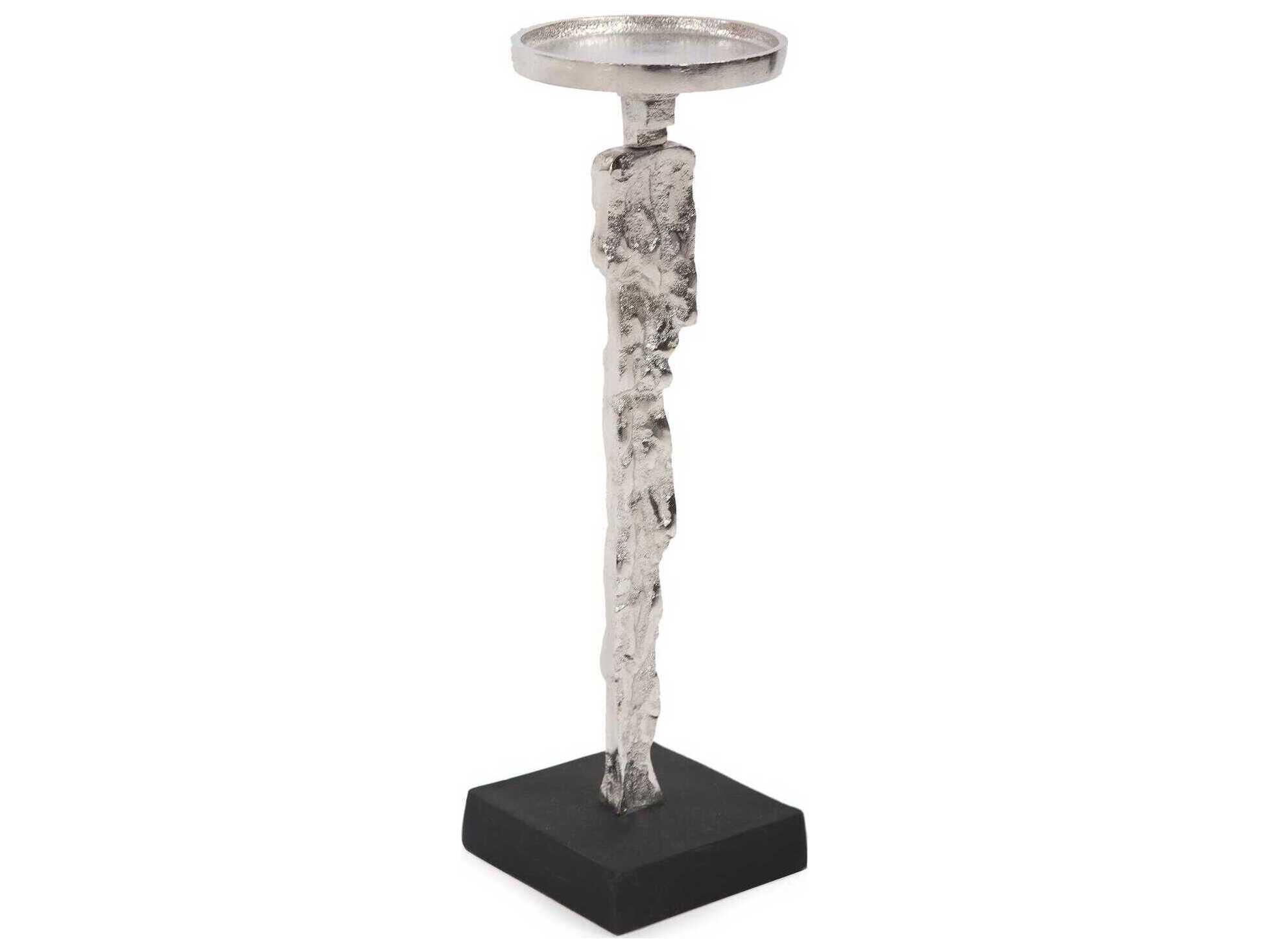 Howard Elliott Abstract Textured Nickel Candle Holder