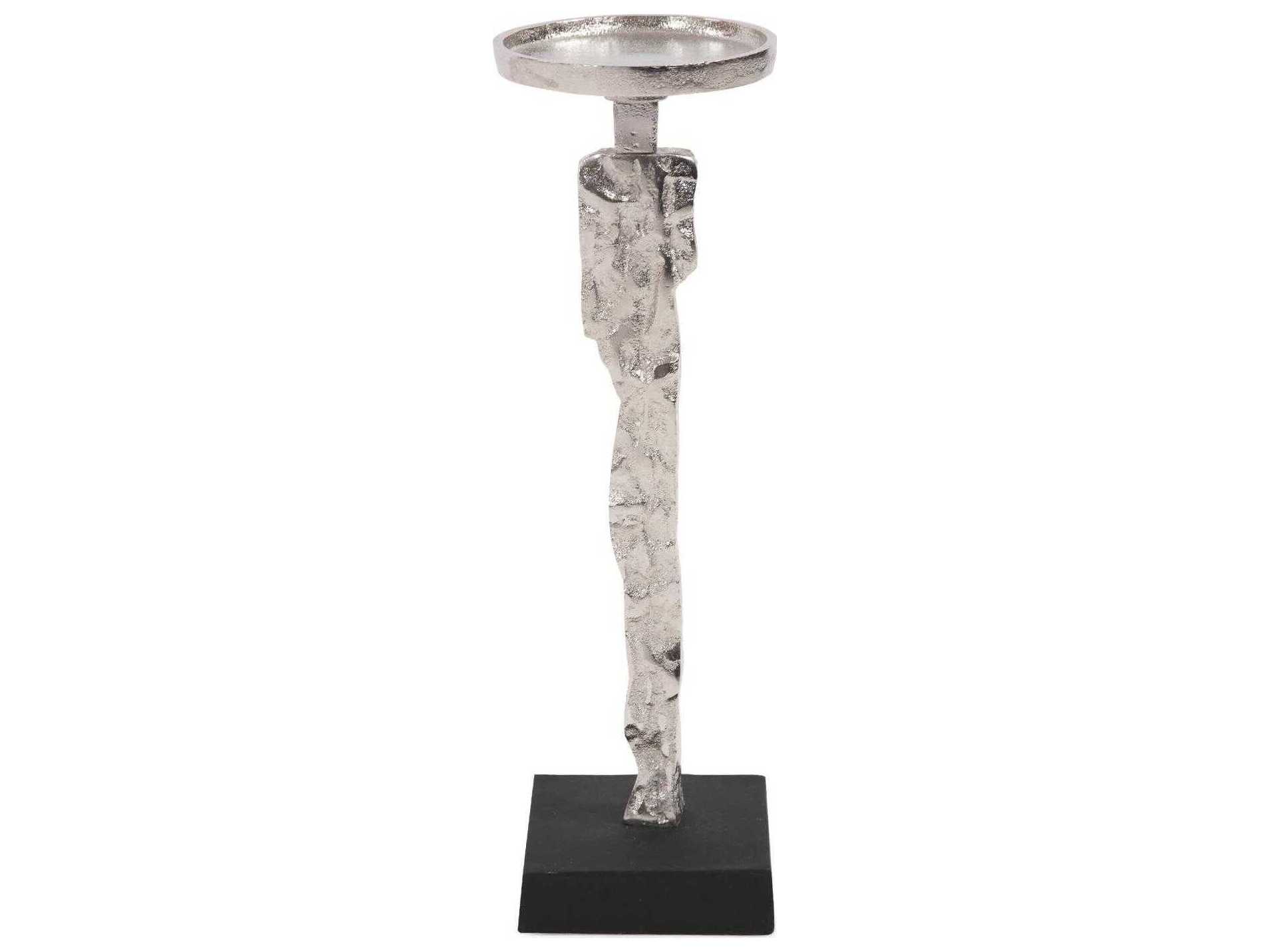 Howard Elliott Abstract Textured Nickel Candle Holder