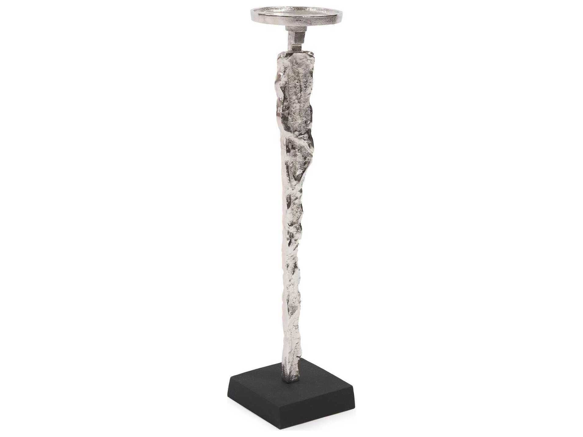 Howard Elliott Abstract Textured Nickel Candle Holder