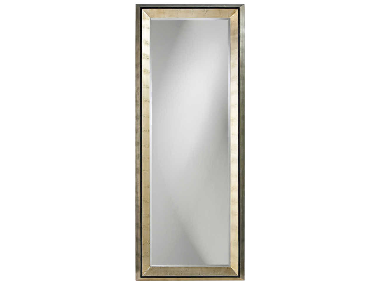 Howard Elliott Detroit Silver Leaf Rectangular Floor Mirror