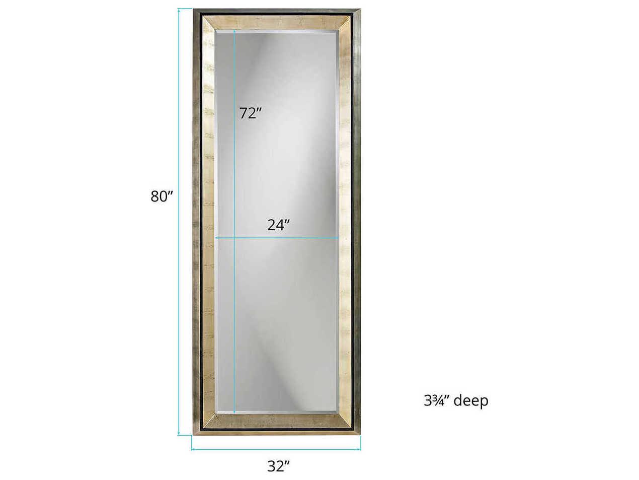 Howard Elliott Detroit Silver Leaf Rectangular Floor Mirror