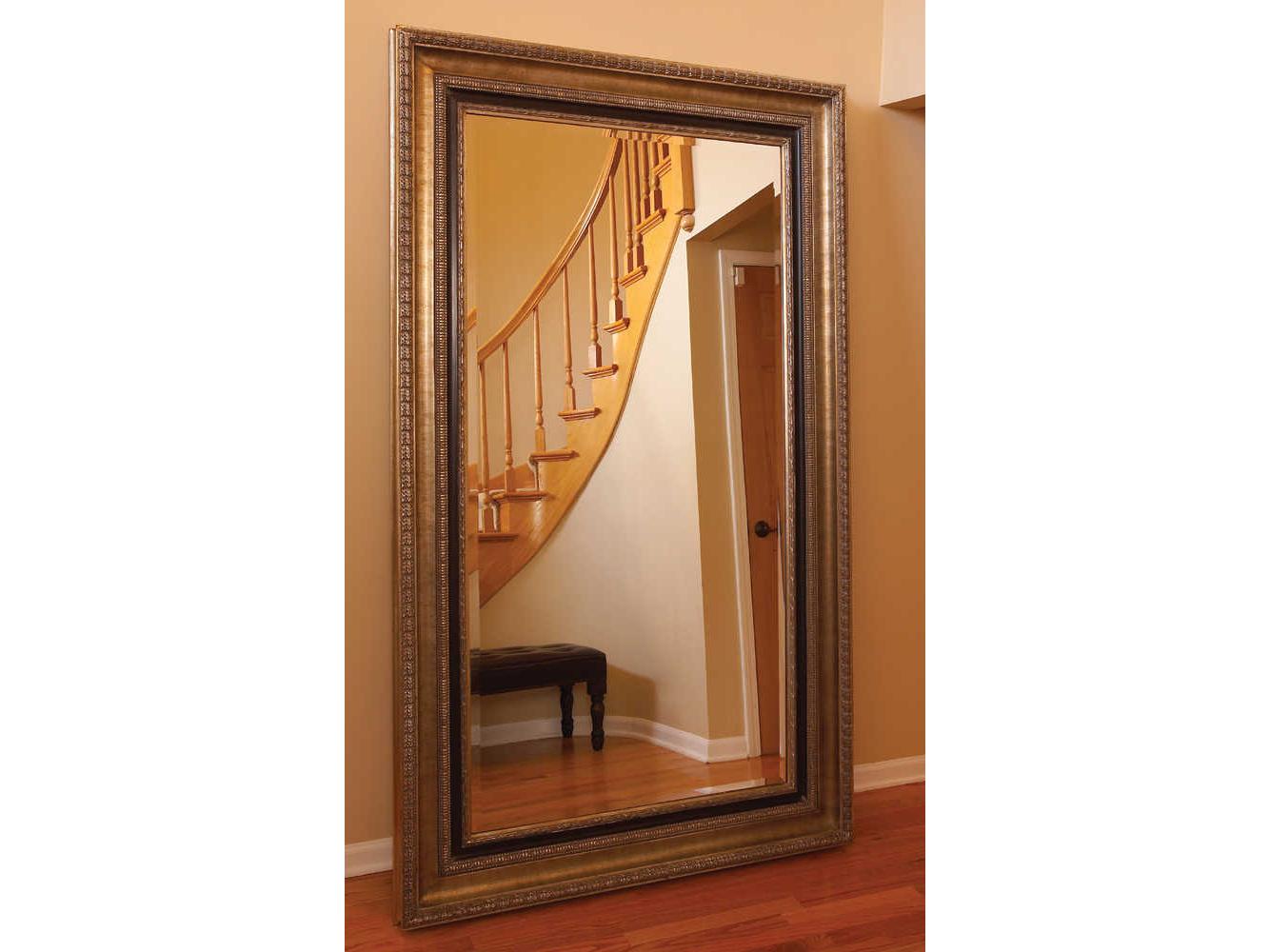 Howard Elliott Texan Silver Leaf Rectangular Floor Mirror