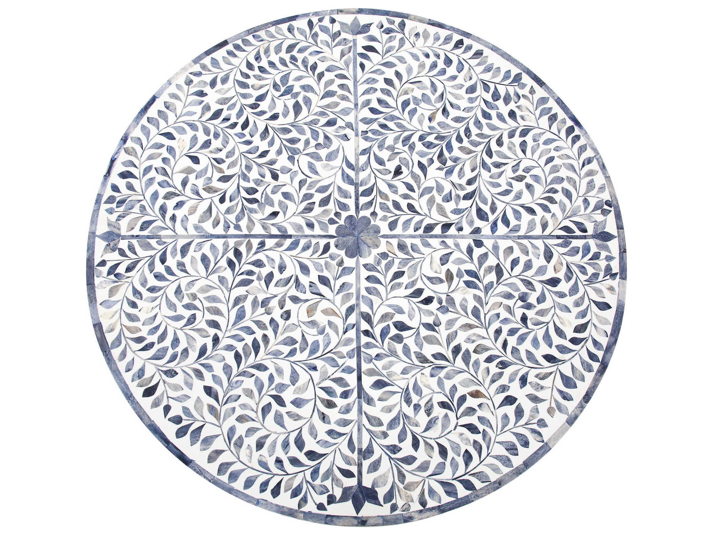 Howard Elliott Flora Round White Blue Black Dining Table