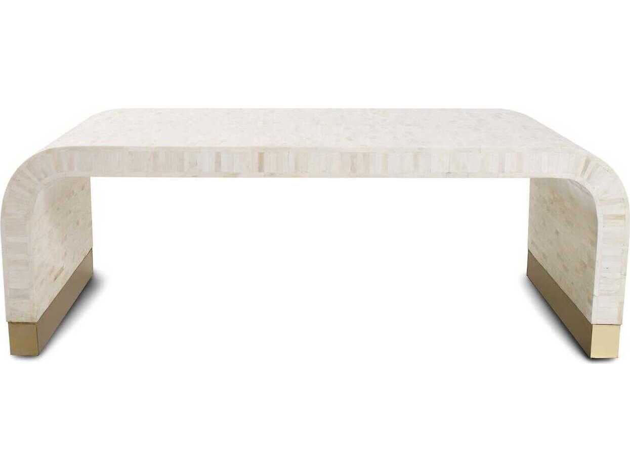 Howard Elliott Michelina Rectangular Marble Textured White Coffee Table