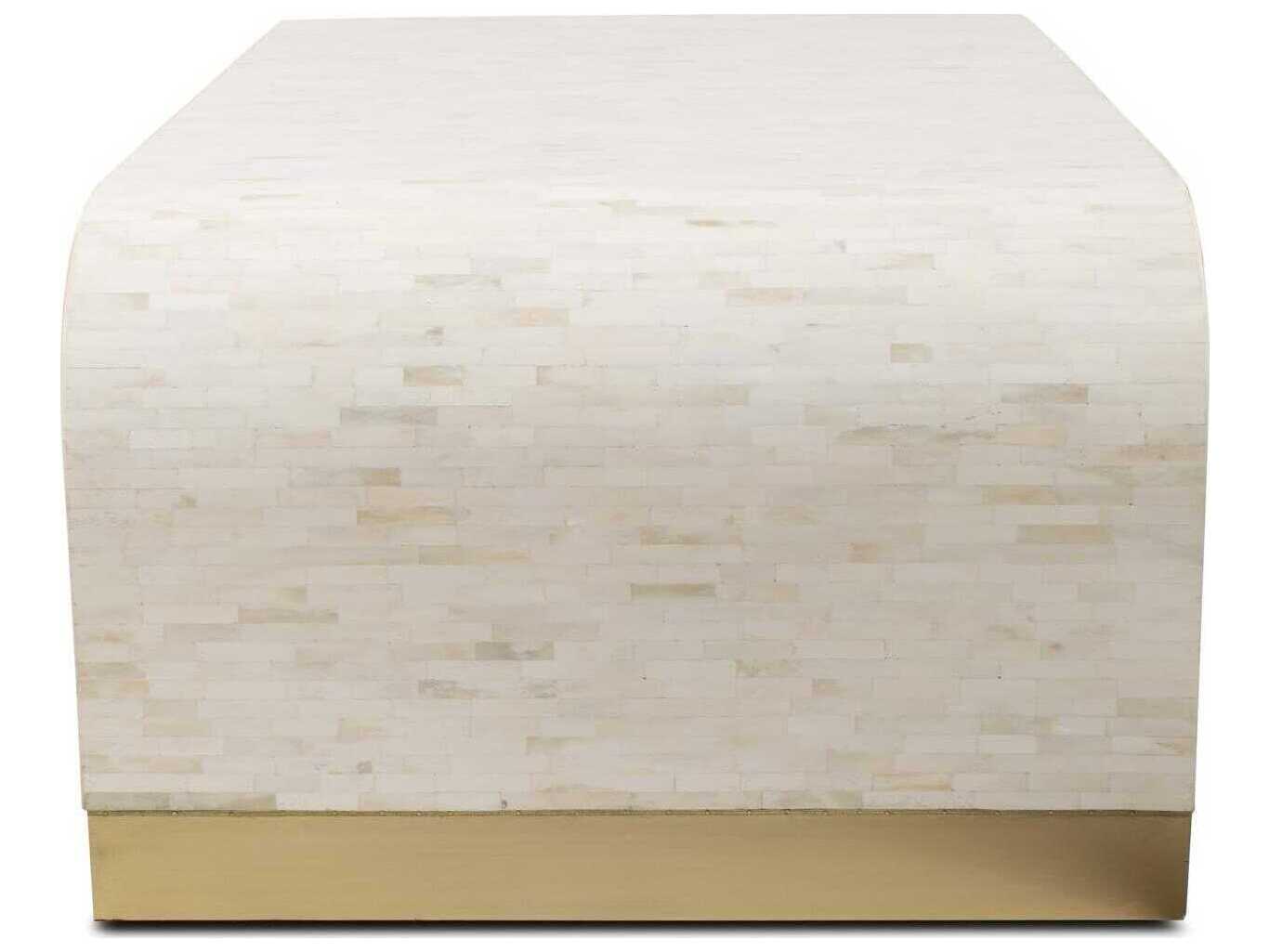 Howard Elliott Michelina Rectangular Marble Textured White Coffee Table