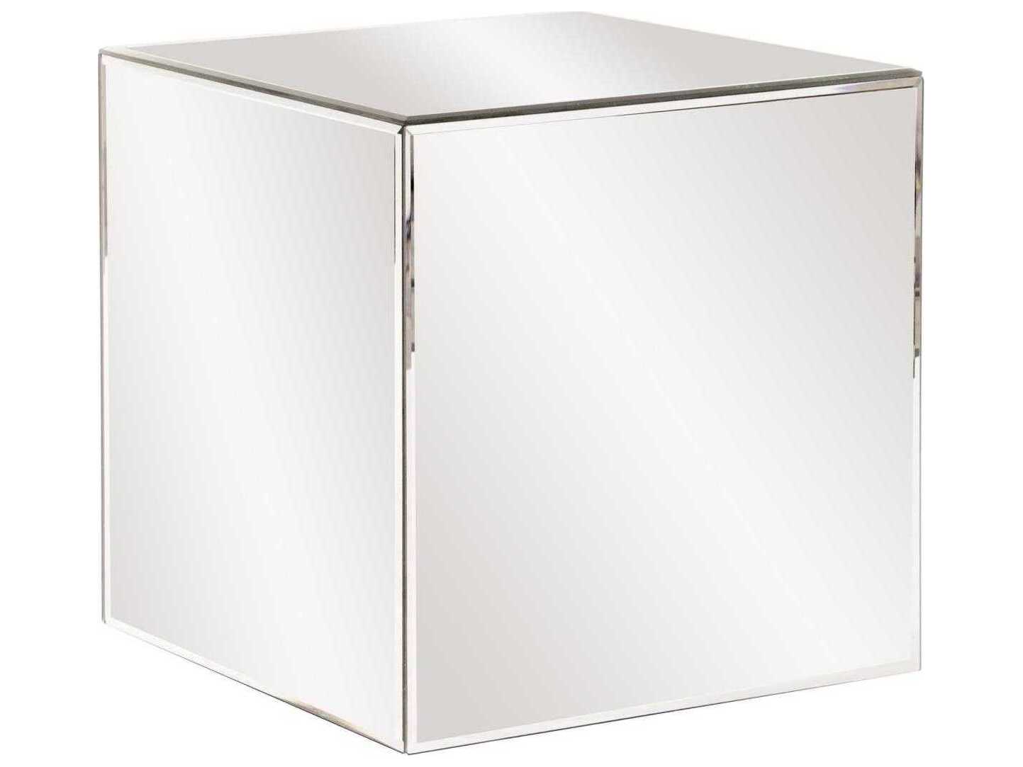 Howard Elliott Mirrored Square Glass Silver End Table