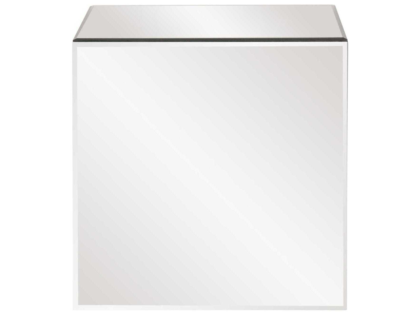 Howard Elliott Mirrored Square Glass Silver End Table