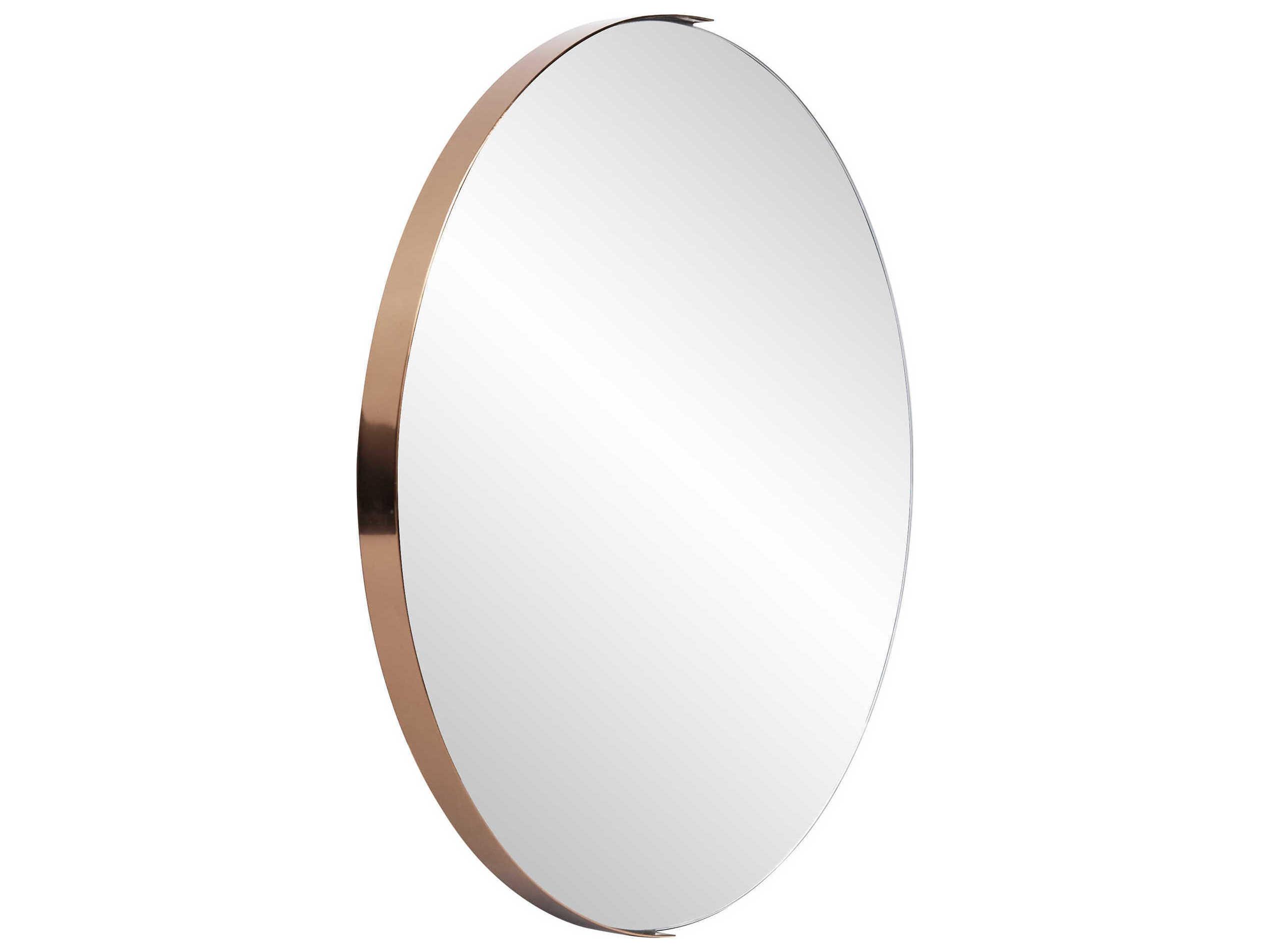 Howard Elliott Dante Polished Rose Gold Round Wall Mirror