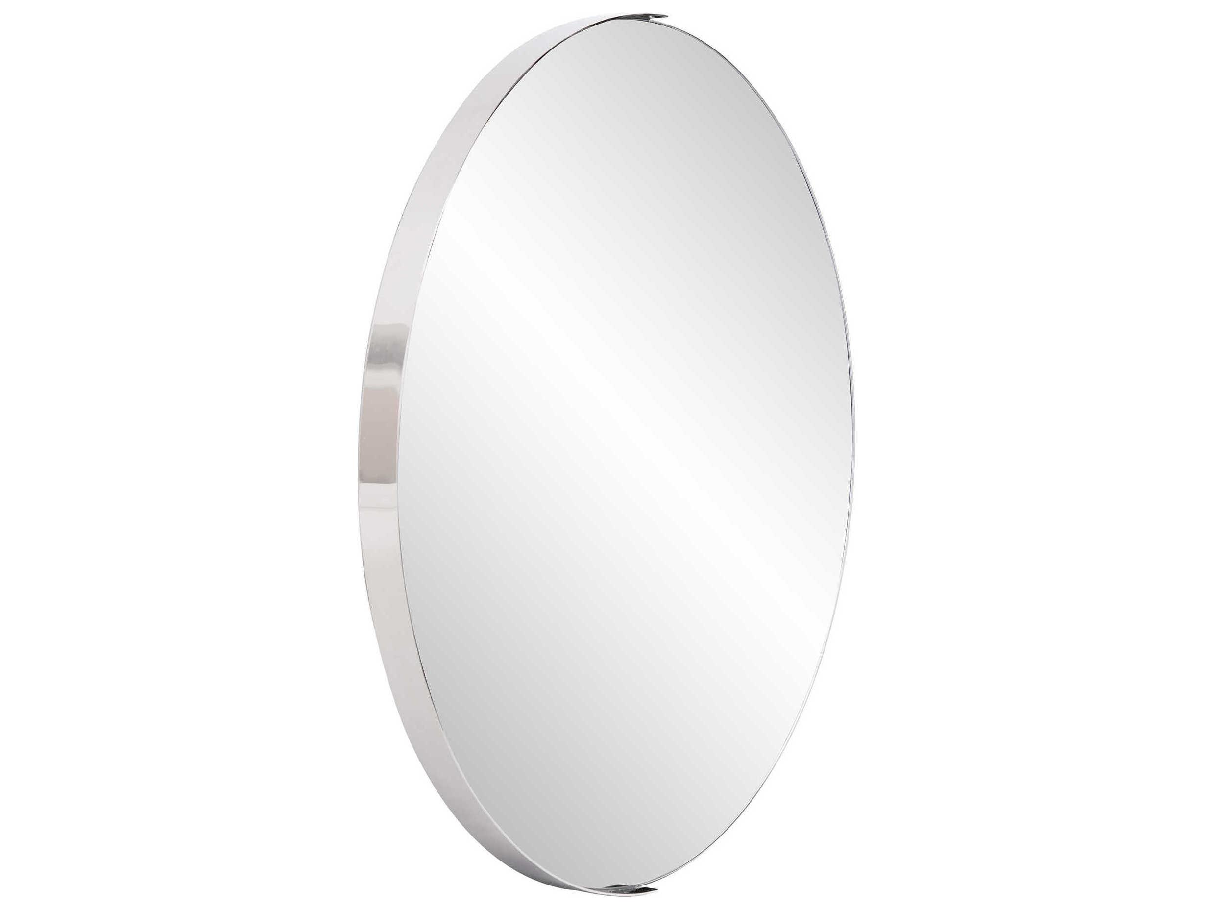 Howard Elliott Dante Polished Silver Round Wall Mirror