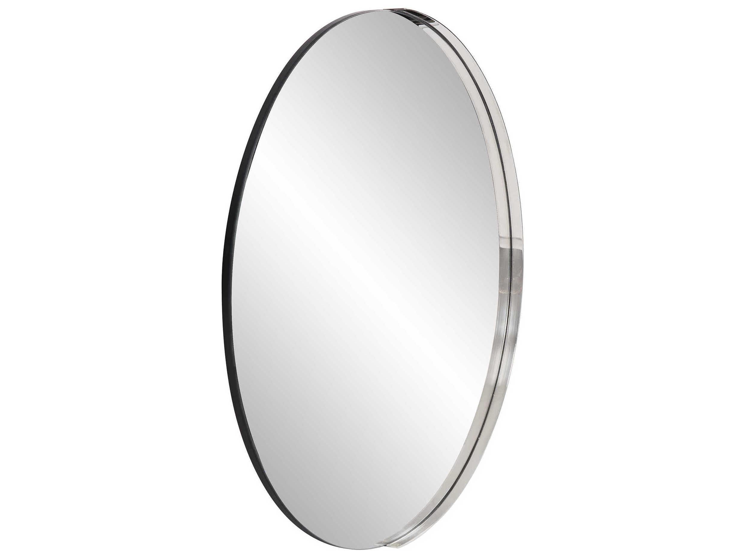 Howard Elliott Dante Polished Silver Round Wall Mirror