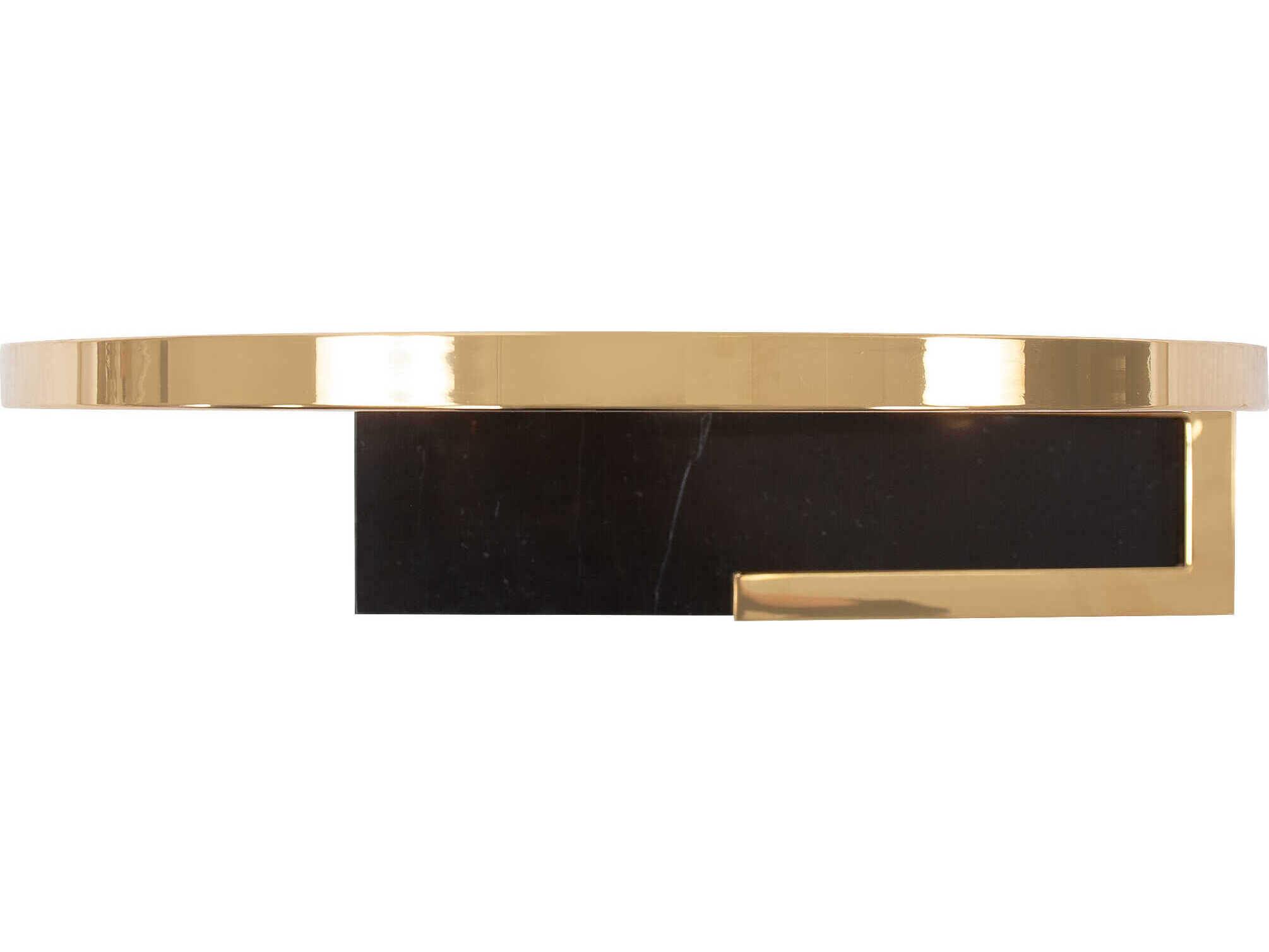 Howard Elliott Gatsby Black Gold Round Table Top Mirror