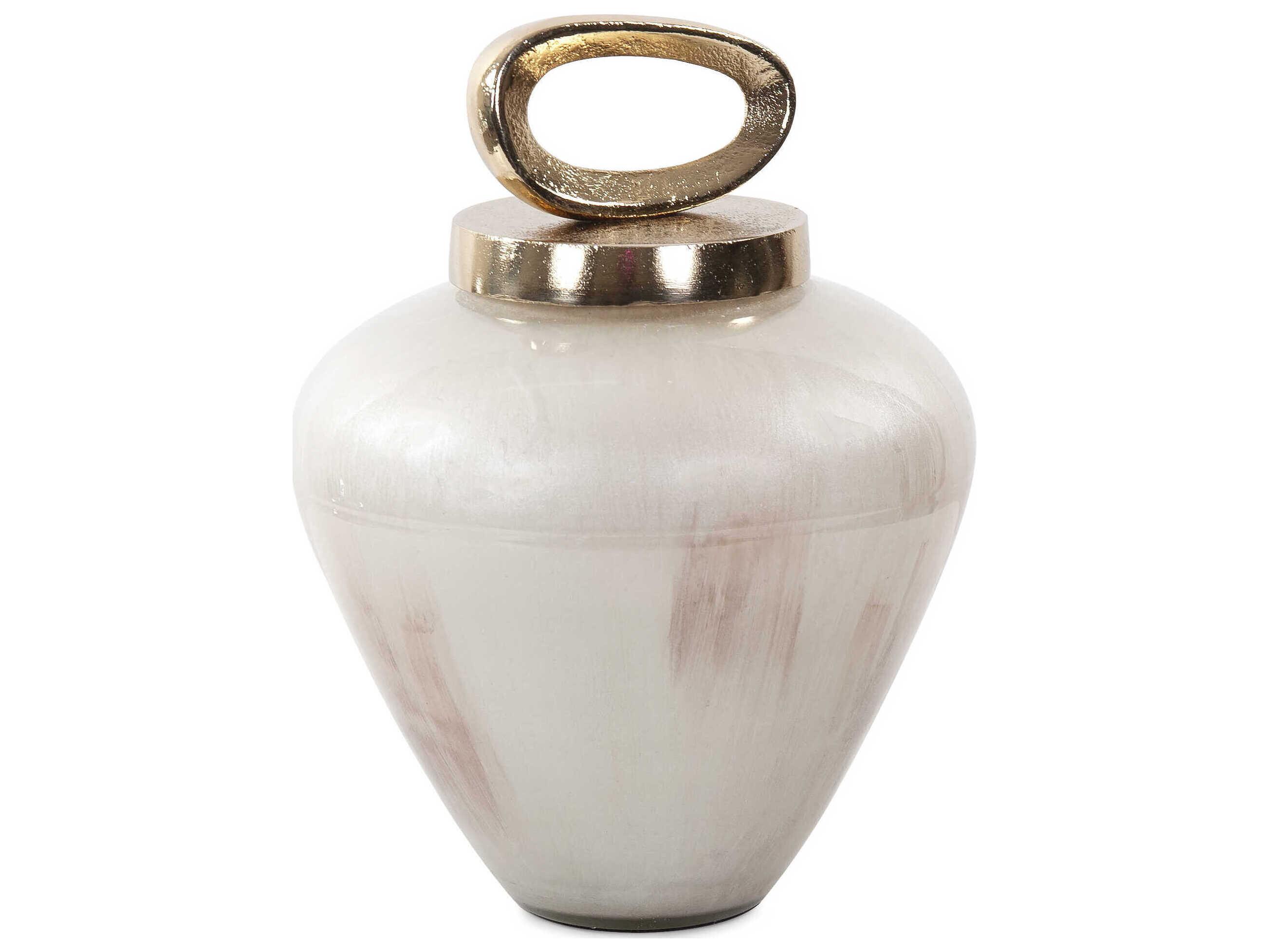 Howard Elliott Reza Glass Urn with Ornate Metal Top