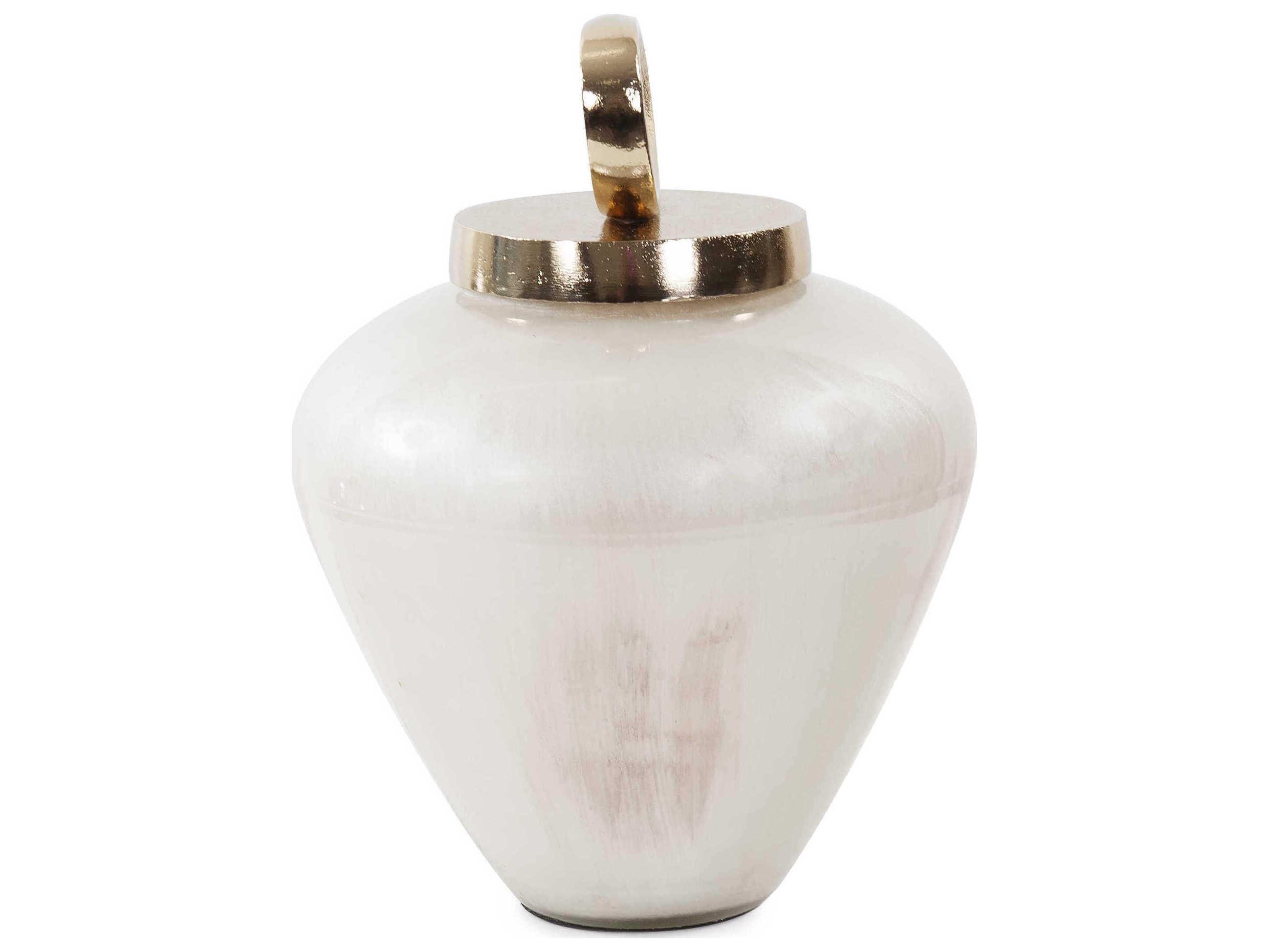 Howard Elliott Reza Glass Urn with Ornate Metal Top