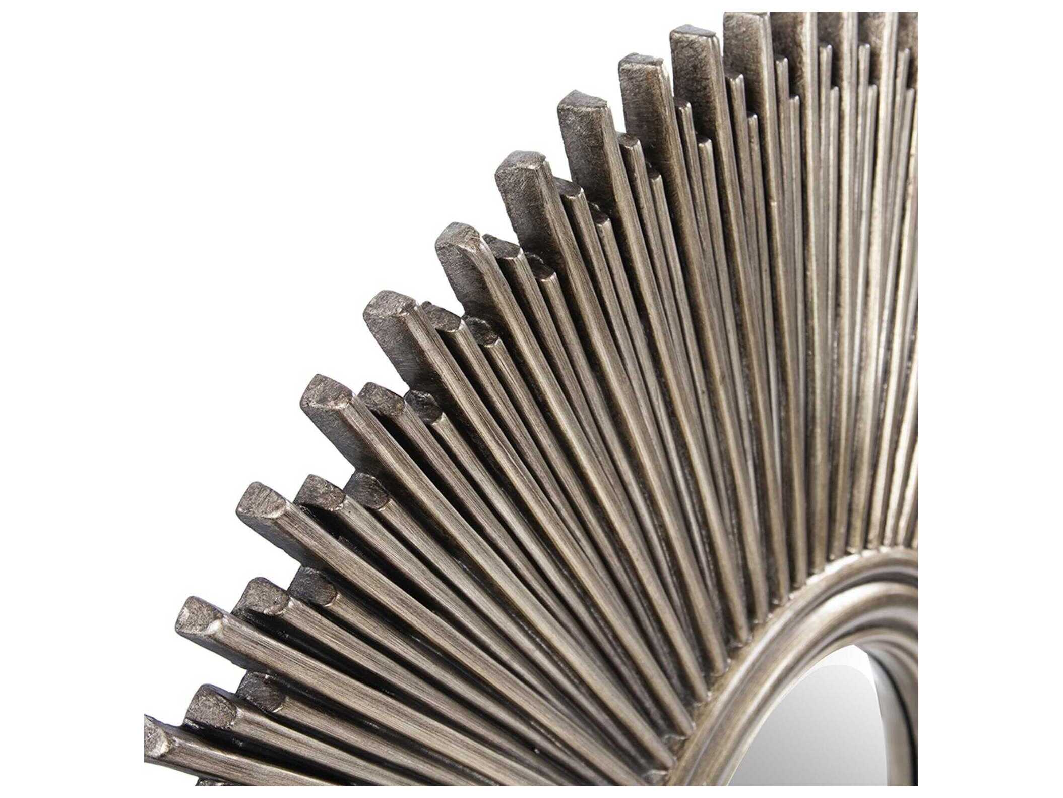 Howard Elliott Singapore Silver Leaf Round Wall Mirror