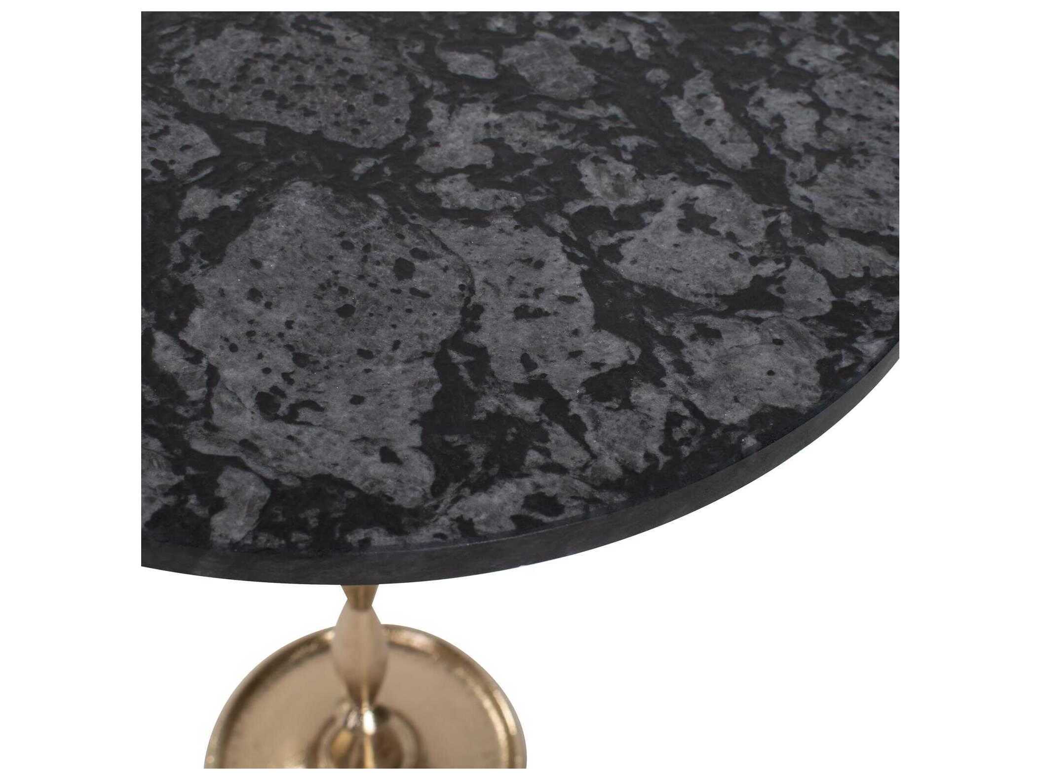 Howard Elliott Patrizia Round Marbled Black End Table
