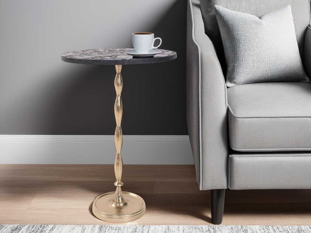Howard Elliott Patrizia Round Marbled Black End Table