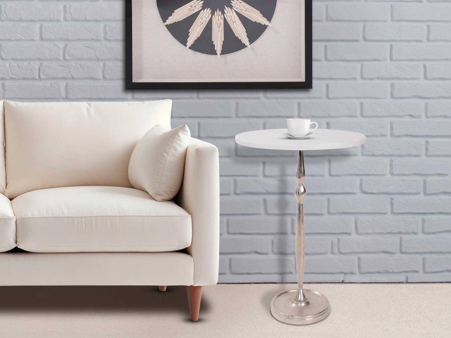 Howard Elliott Elisa Round Marbled White End Table