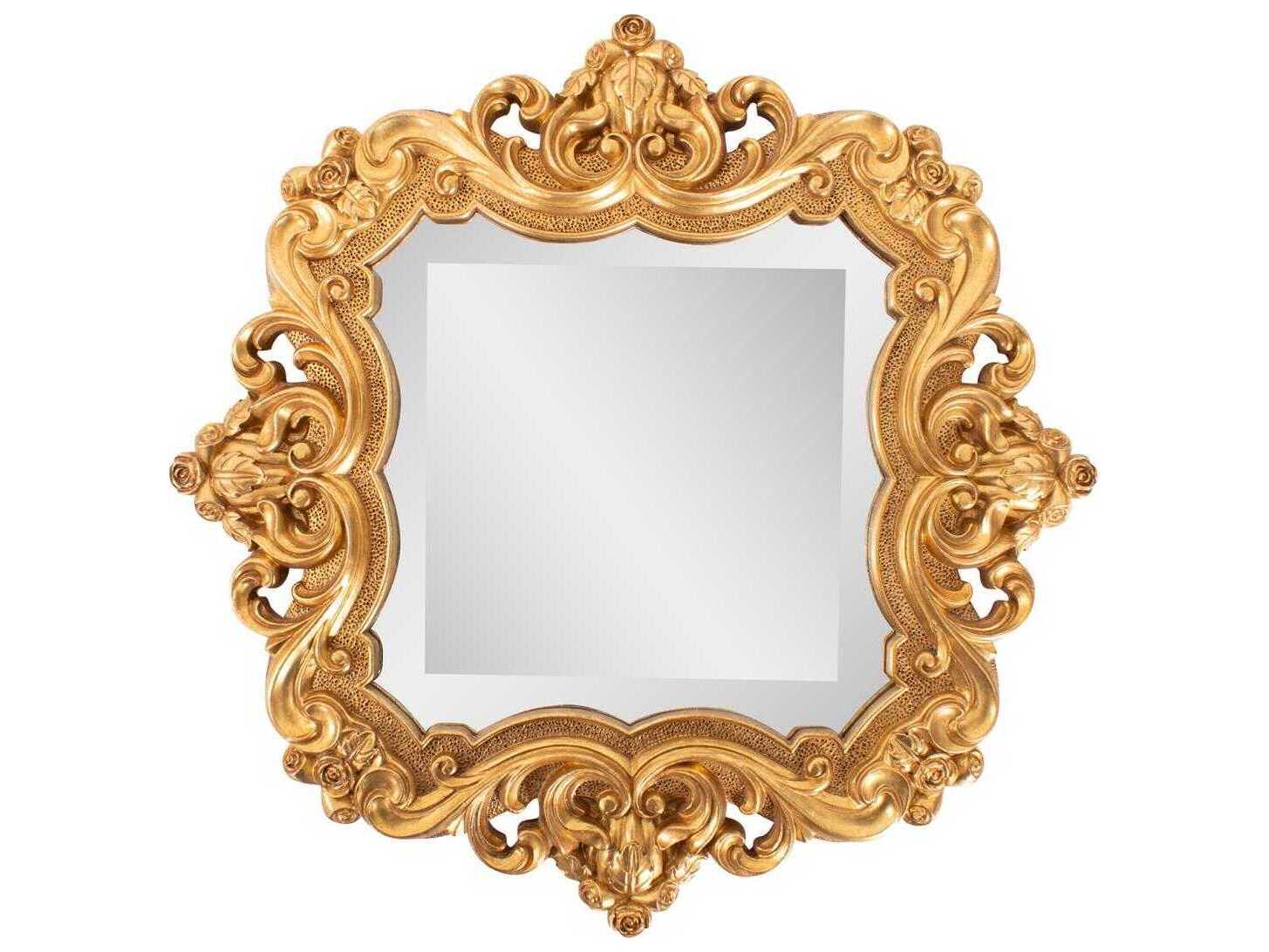 Howard Elliott French D' Amboise Antique Gold Square Wall Mirror