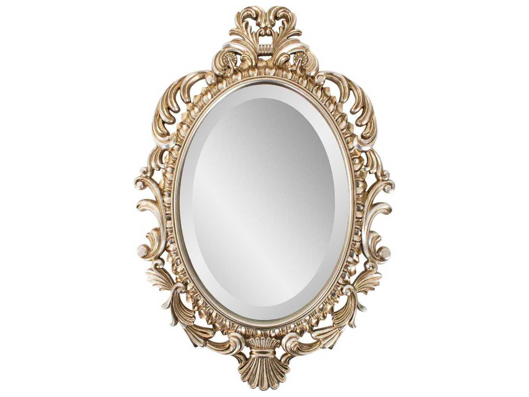 Howard Elliott French D' Amboise Antique Silver Oval Wall Mirror