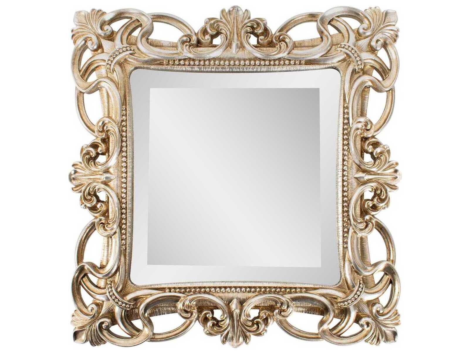 Howard Elliott French D' Amboise Antique Silver Square Wall Mirror