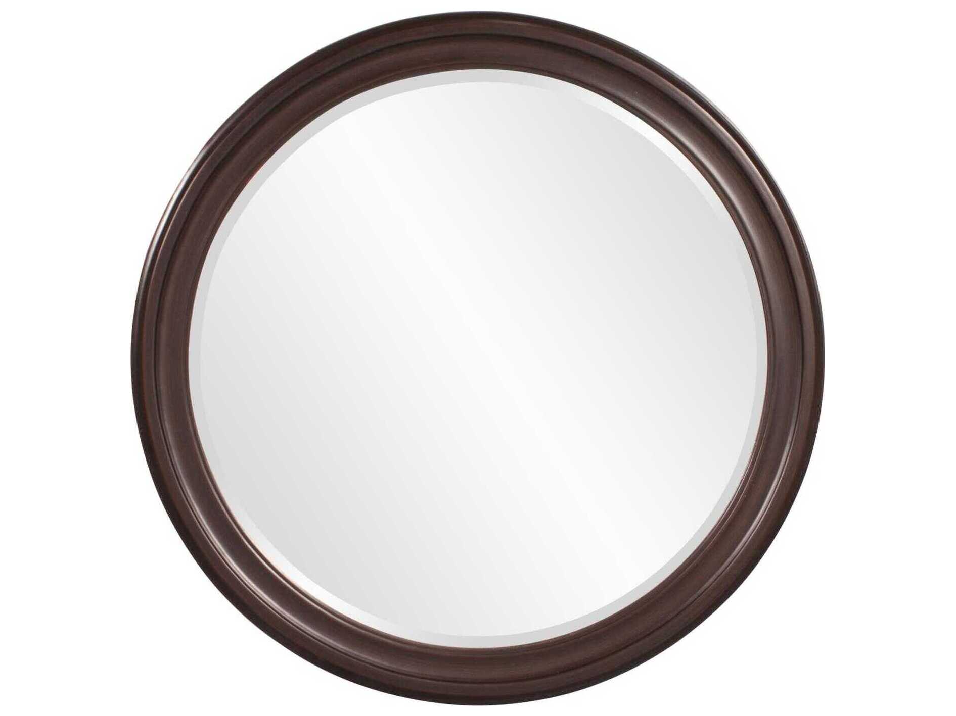 Howard Elliott George Lacquered Chocolate Round Wall Mirror