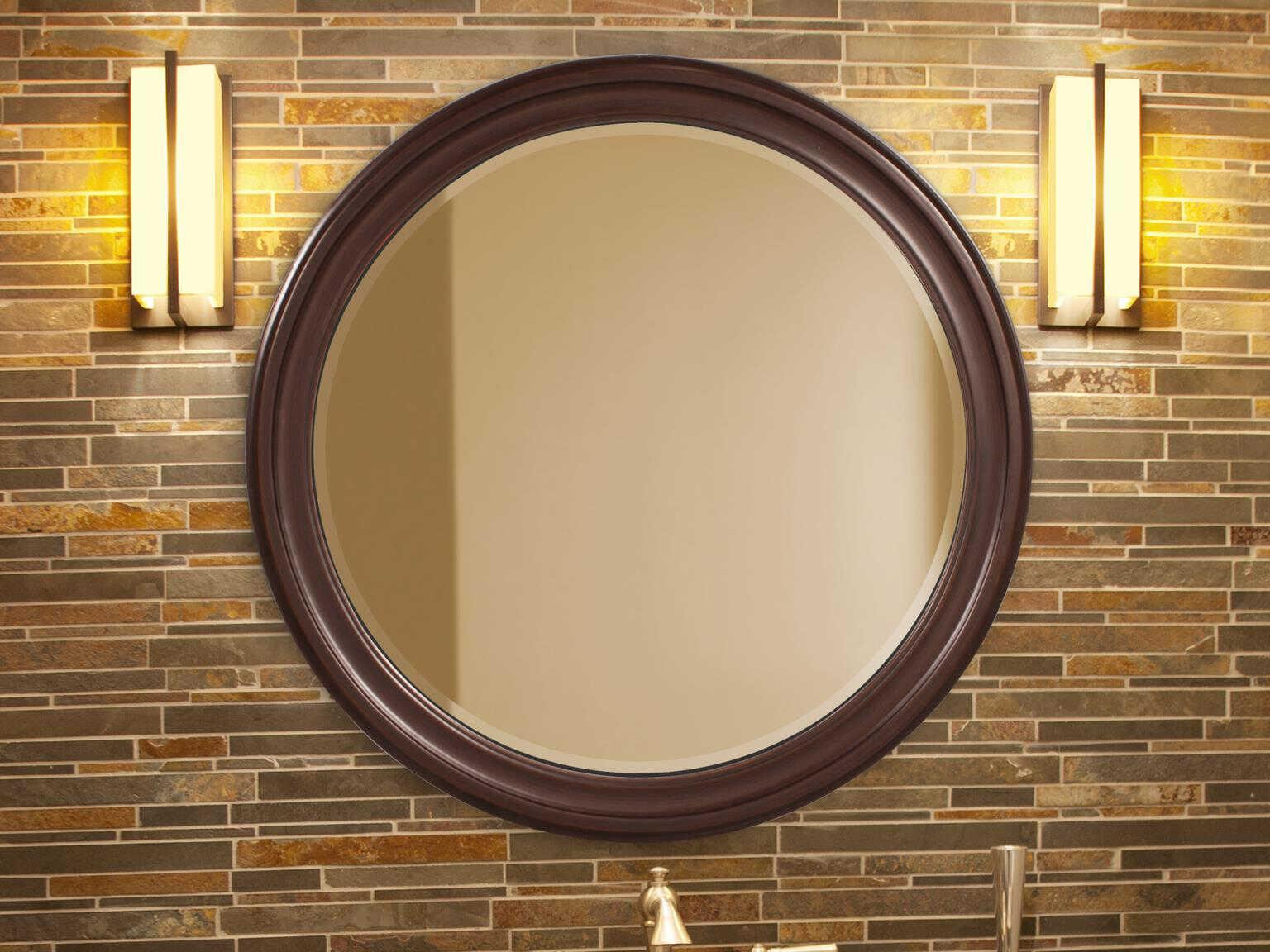 Howard Elliott George Lacquered Chocolate Round Wall Mirror