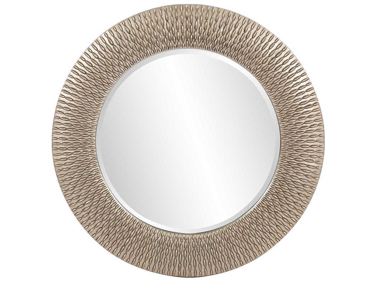 Howard Elliott Bergman Silver Leaf Round Wall Mirror