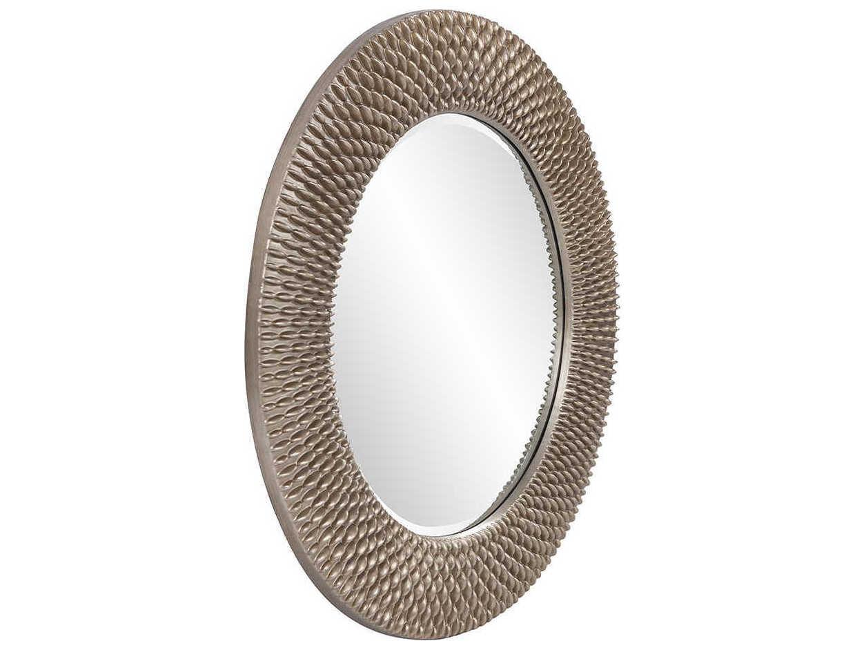 Howard Elliott Bergman Silver Leaf Round Wall Mirror