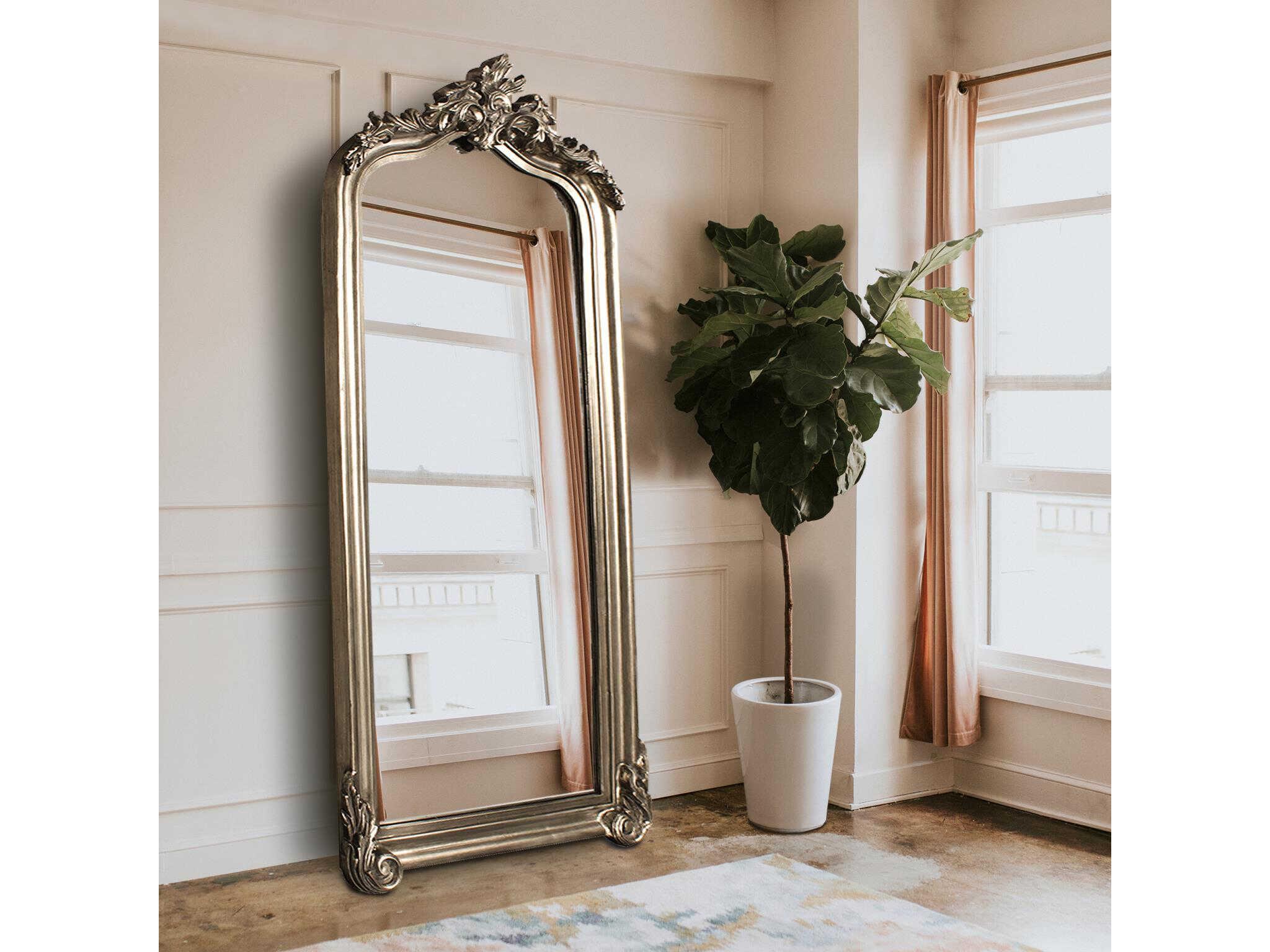 Howard Elliott Tudor Silver Leaf Champagne Wall Mirror