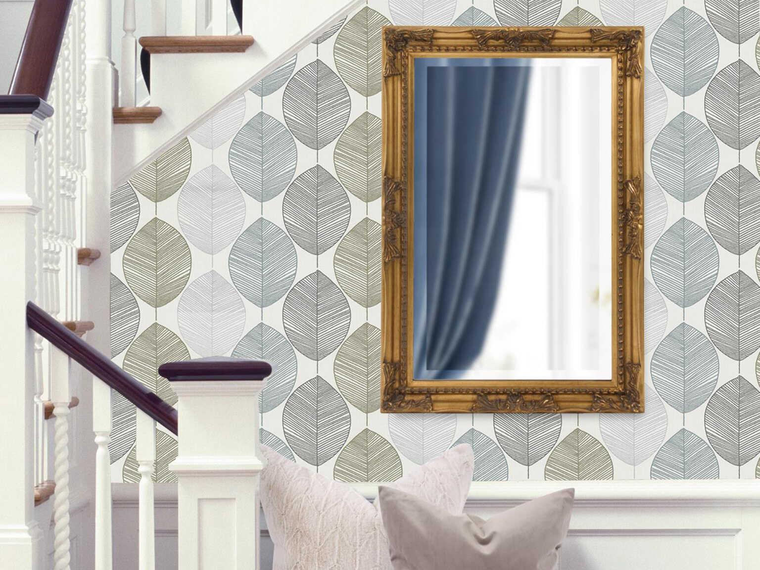 Howard Elliott Queen Ann Antique Gold Leaf Rectangular Wall Mirror