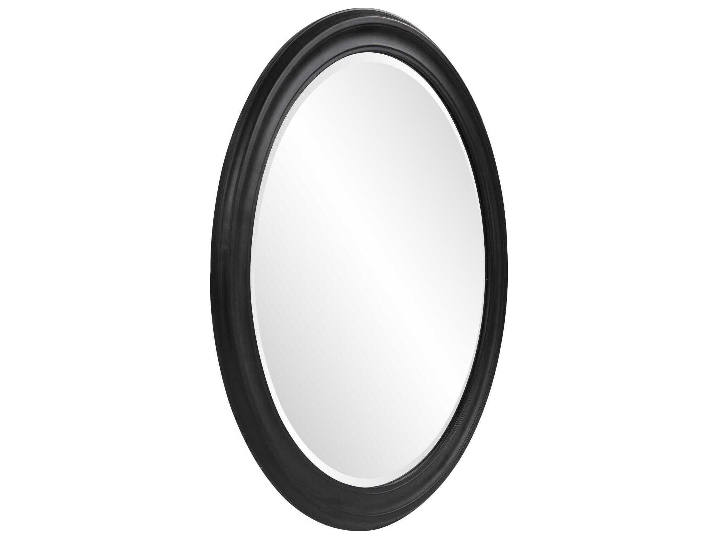 Howard Elliott George Matte Black Round Wall Mirror