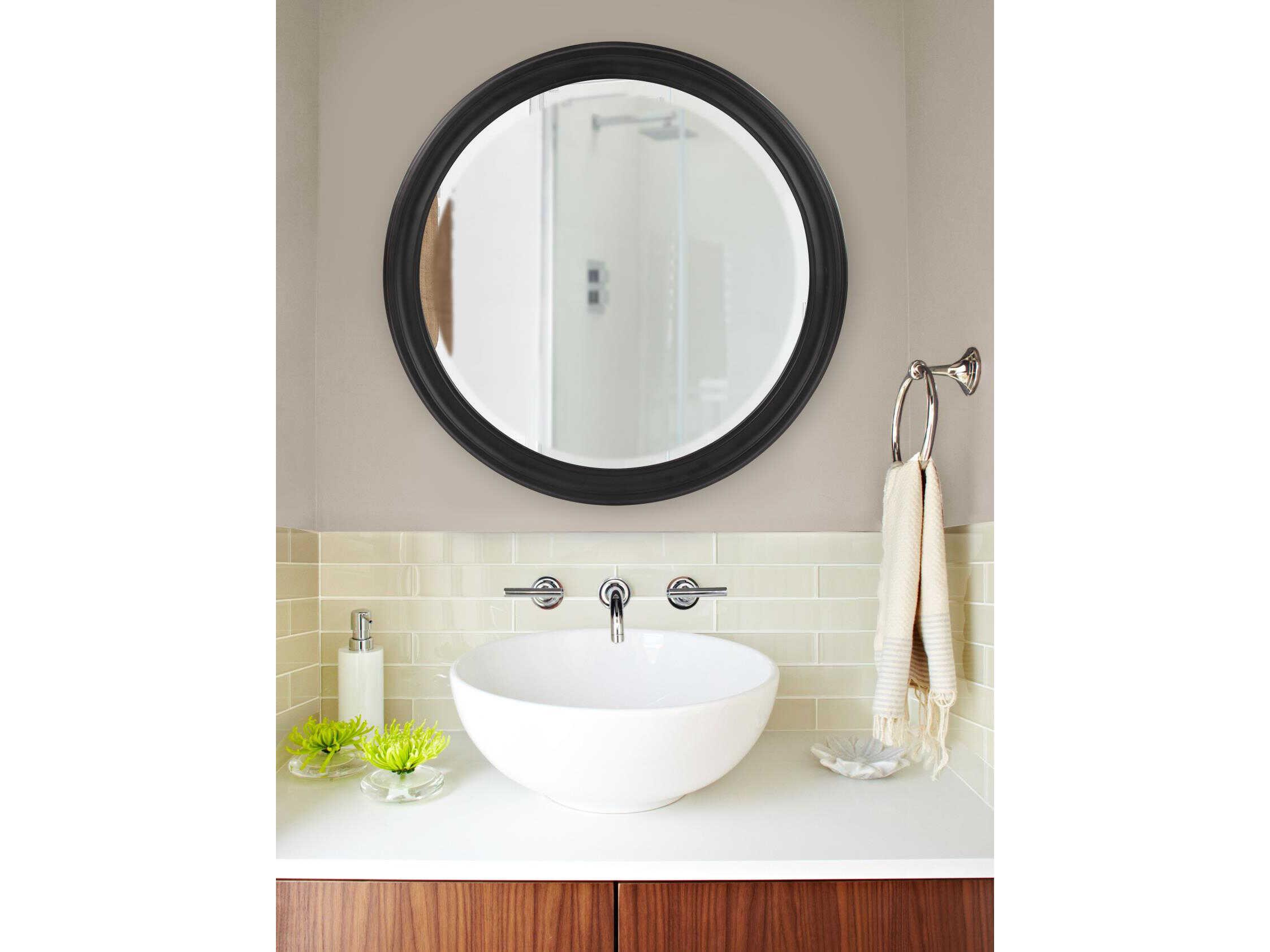 Howard Elliott George Matte Black Round Wall Mirror