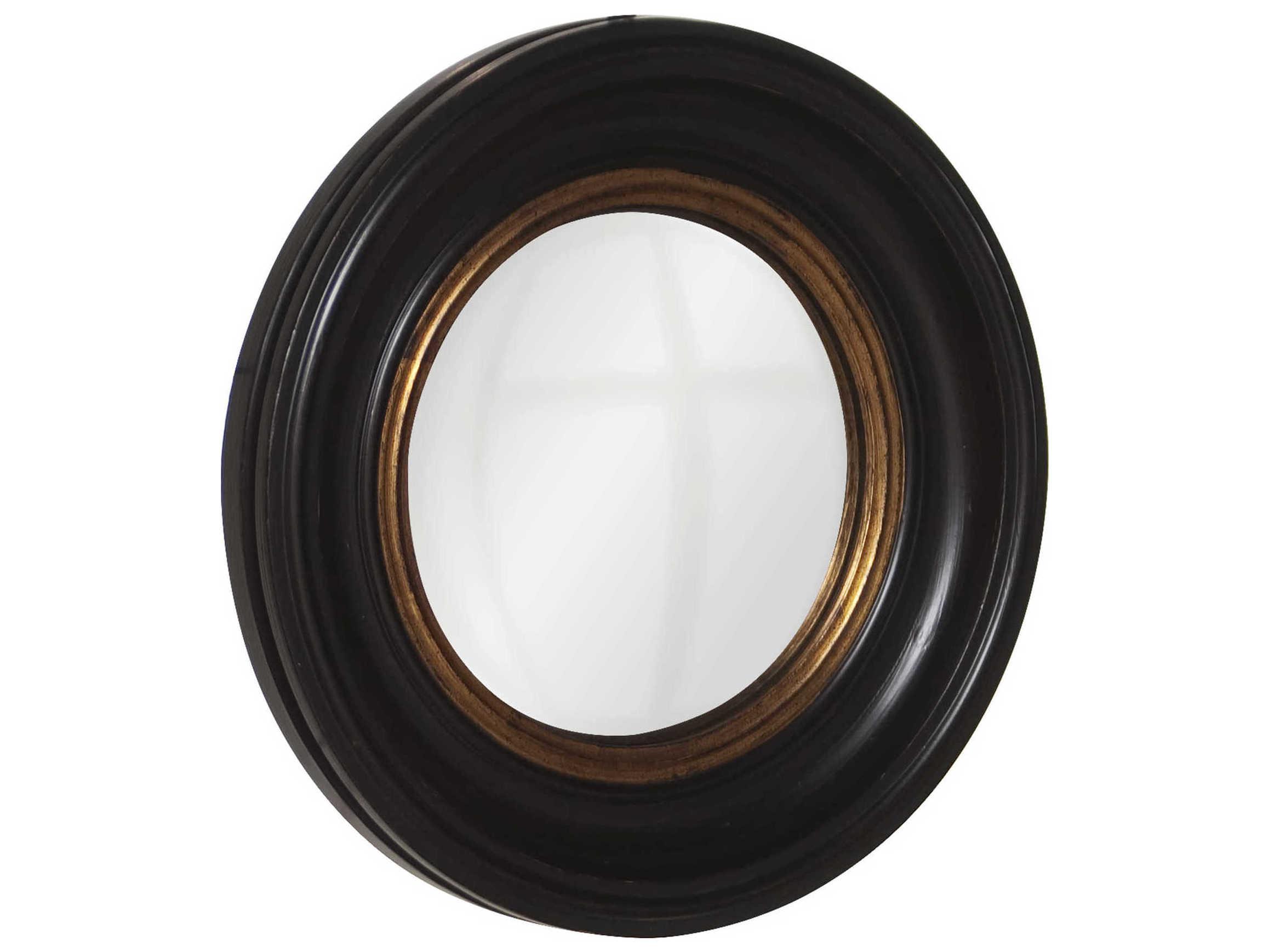 Howard Elliott Albert Black Lacquer Round Wall Mirror