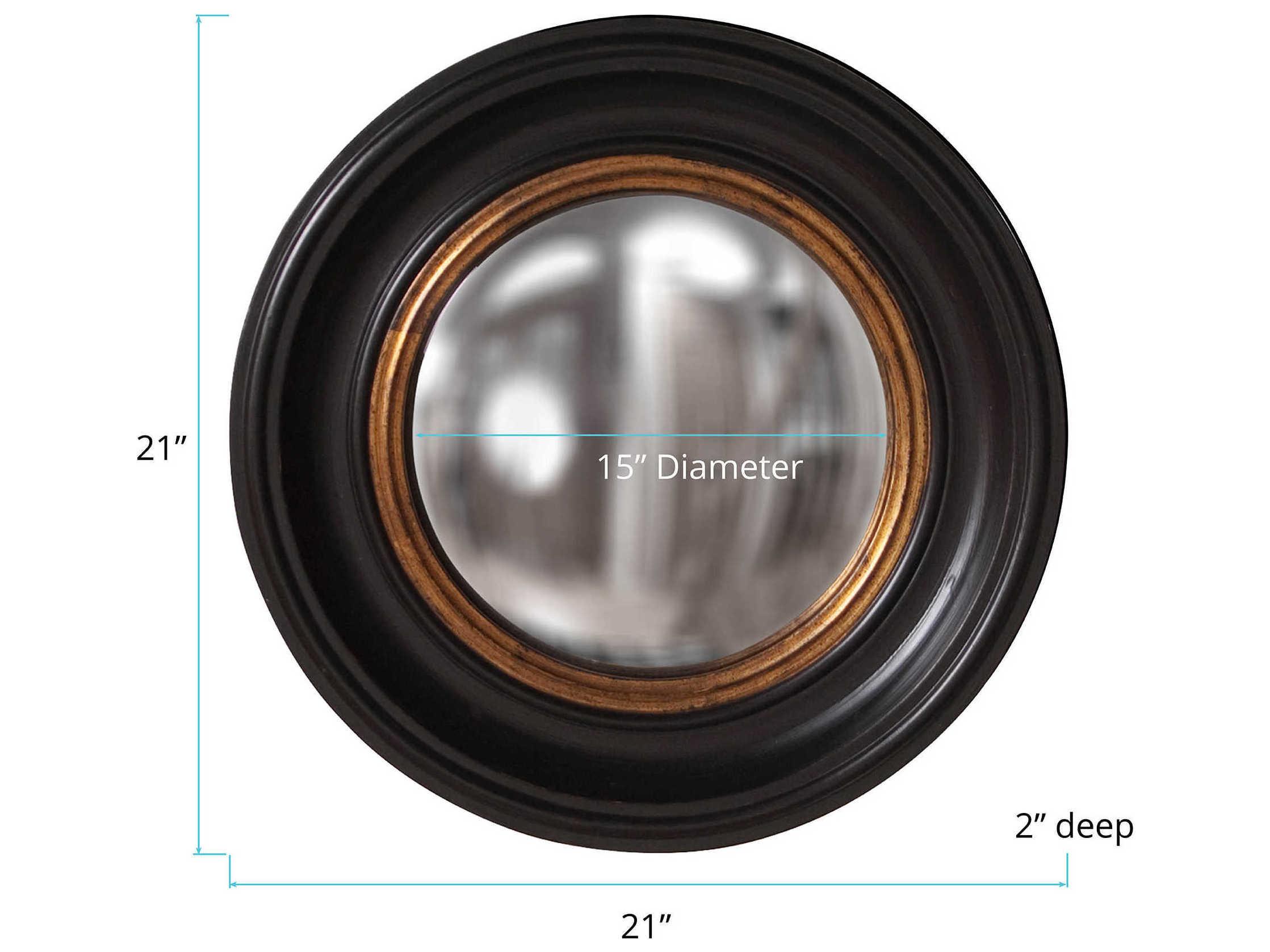 Howard Elliott Albert Black Lacquer Round Wall Mirror