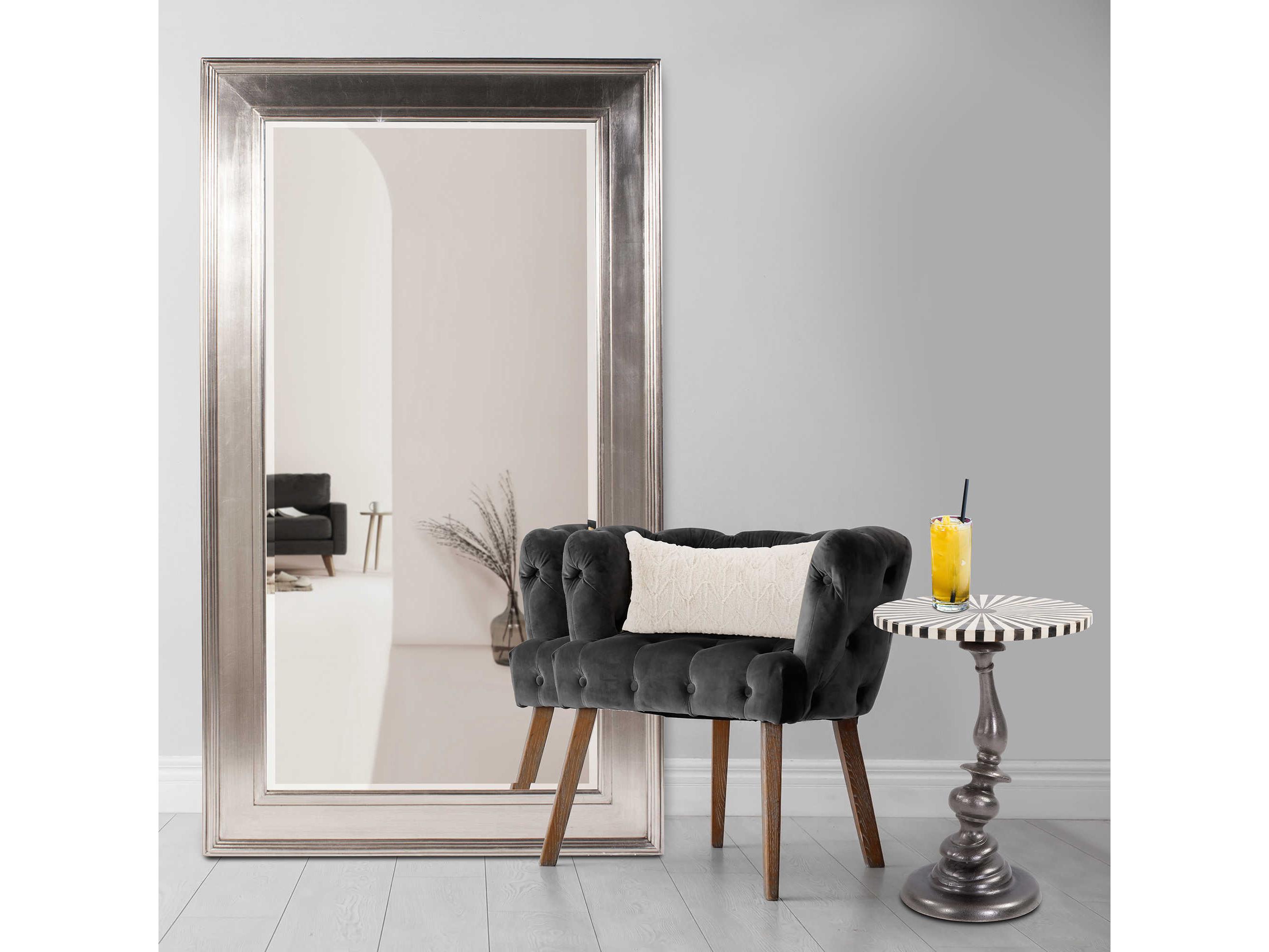 Howard Elliott Christian Silver Leaf Rectangular Floor Mirror