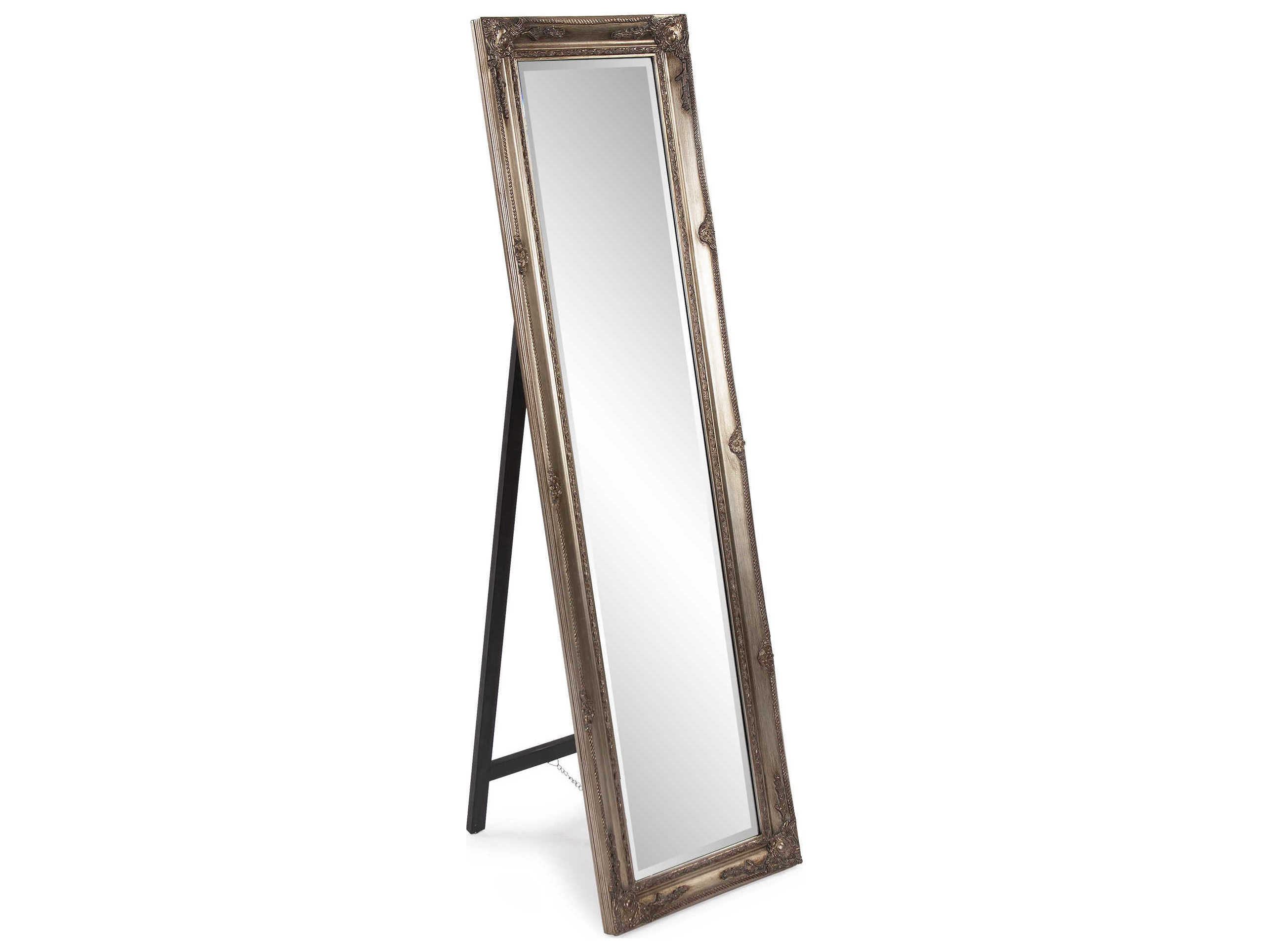 Howard Elliott Queen Ann Antique Silver Rectangular Floor Mirror