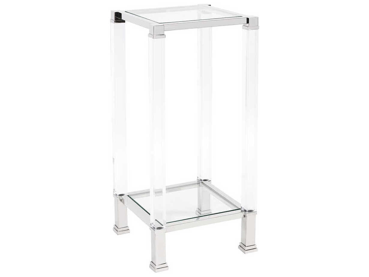 Howard Elliott Clare Square Glass Silver End Table