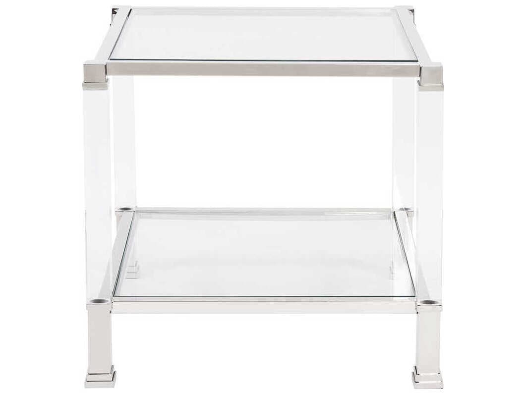 Howard Elliott Clare Square Glass Silver End Table