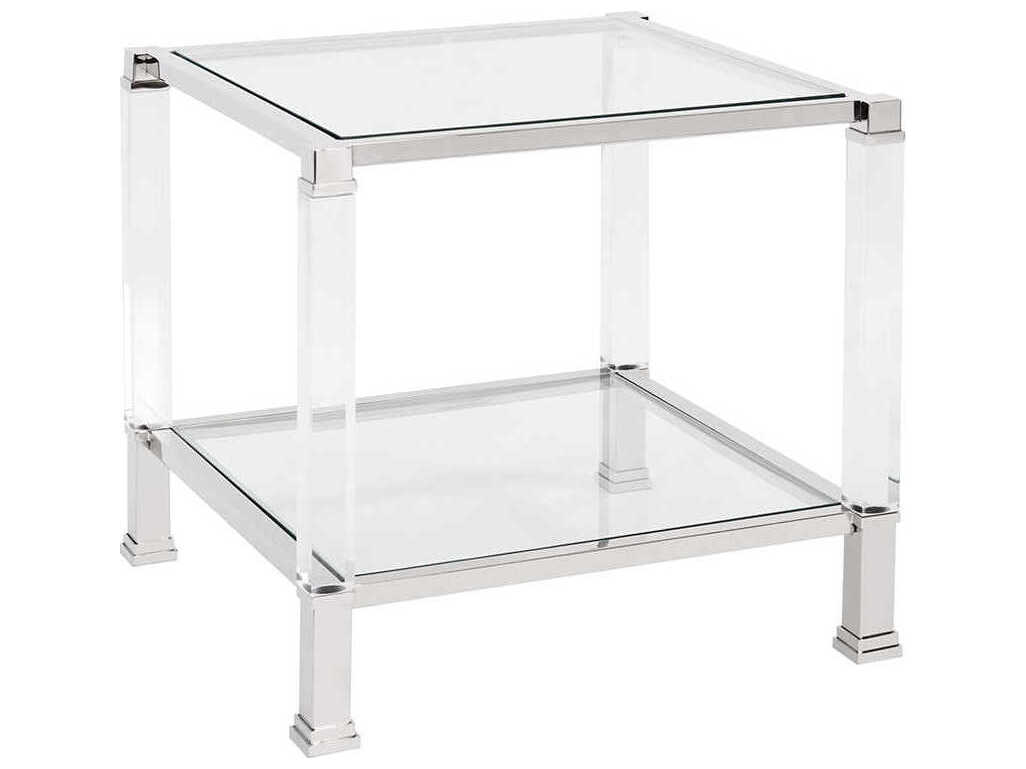 Howard Elliott Clare Square Glass Silver End Table