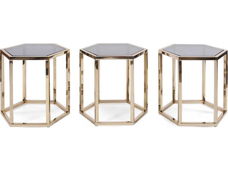 Howard Elliott Hexagon Glass Black Gold Coffee Table