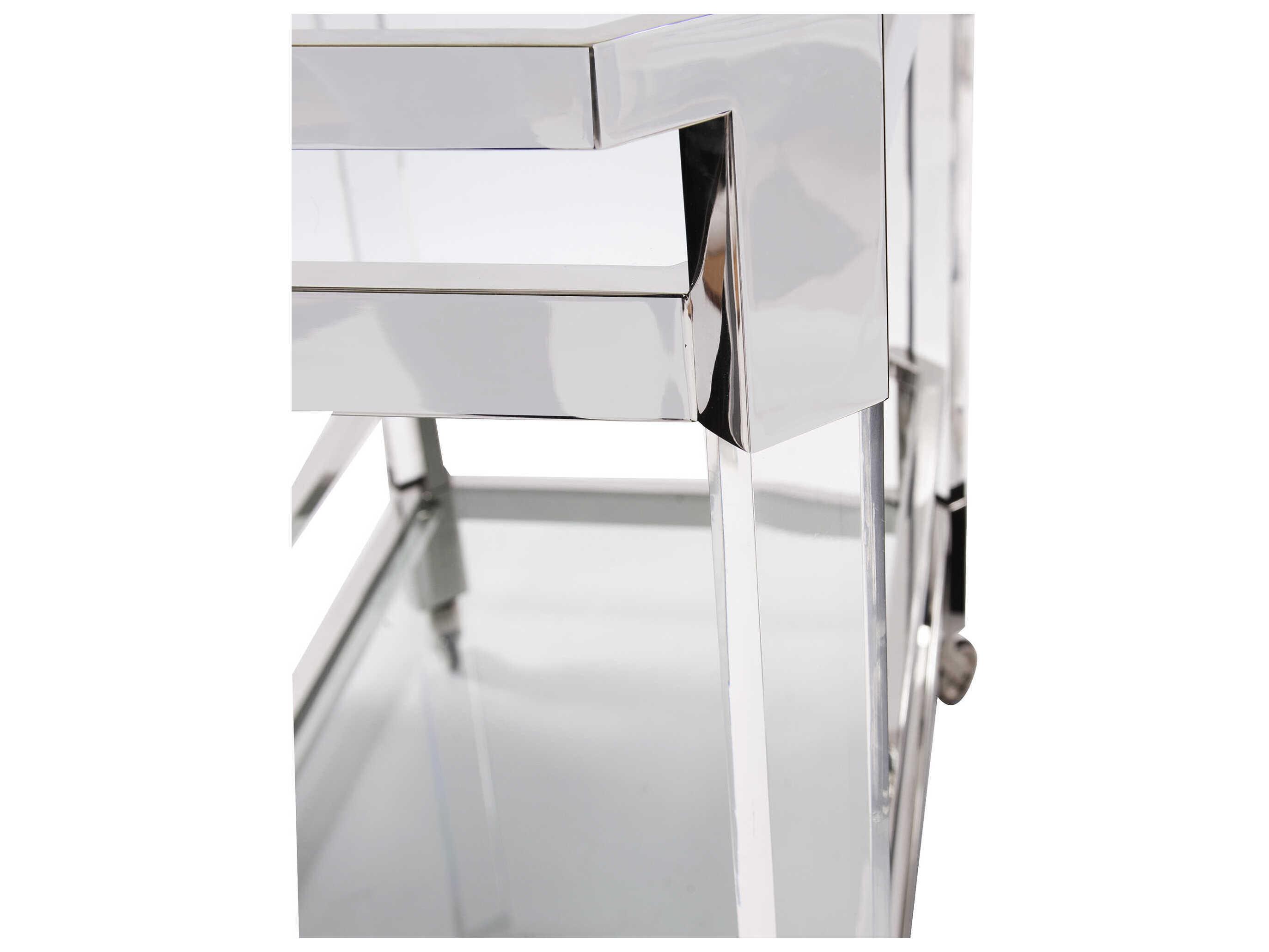 Howard Elliott Stainless Steel and Acrylic Bar Cart Glass Silver Bar Cart