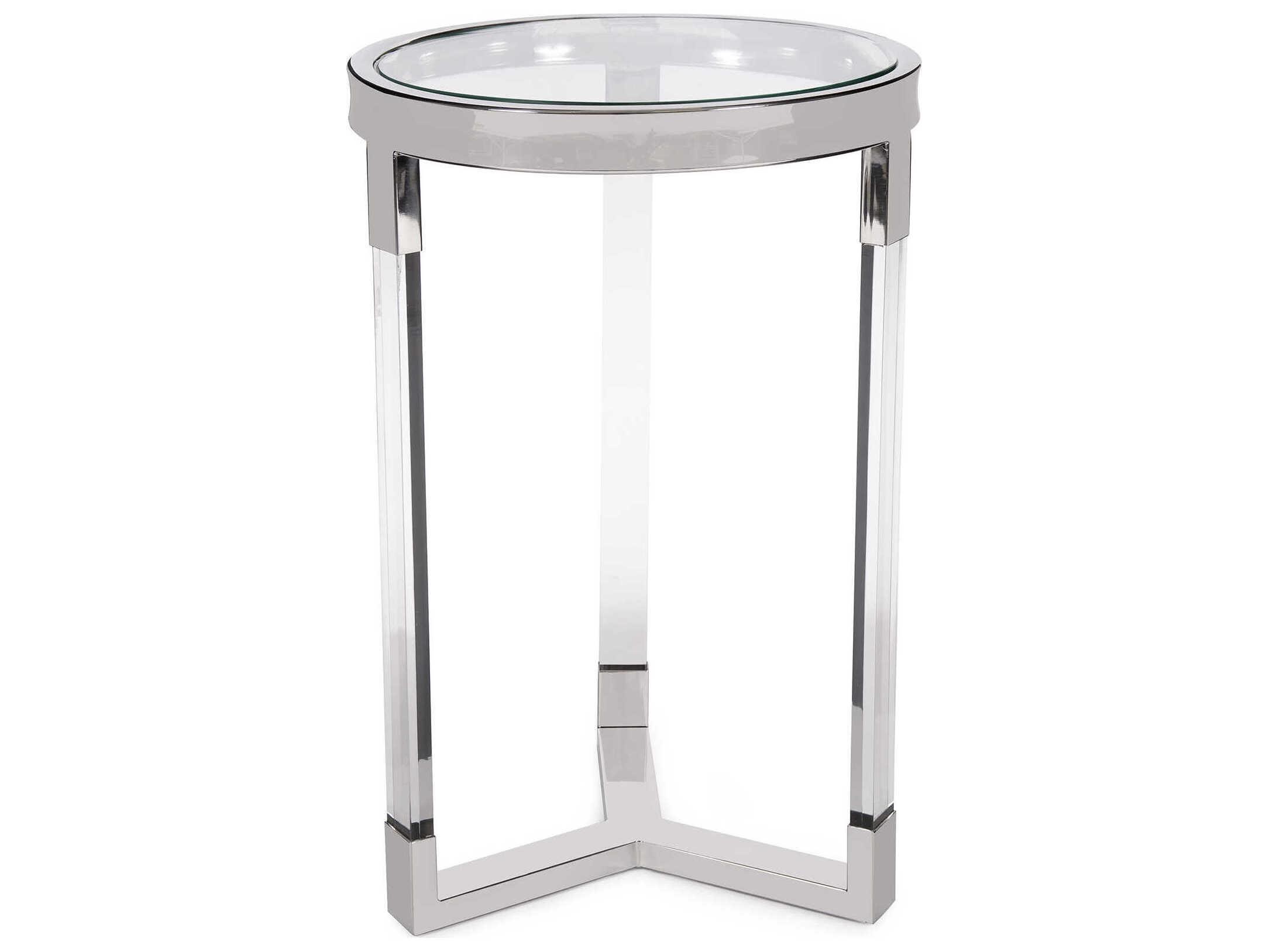 Howard Elliott Round Glass Silver End Table