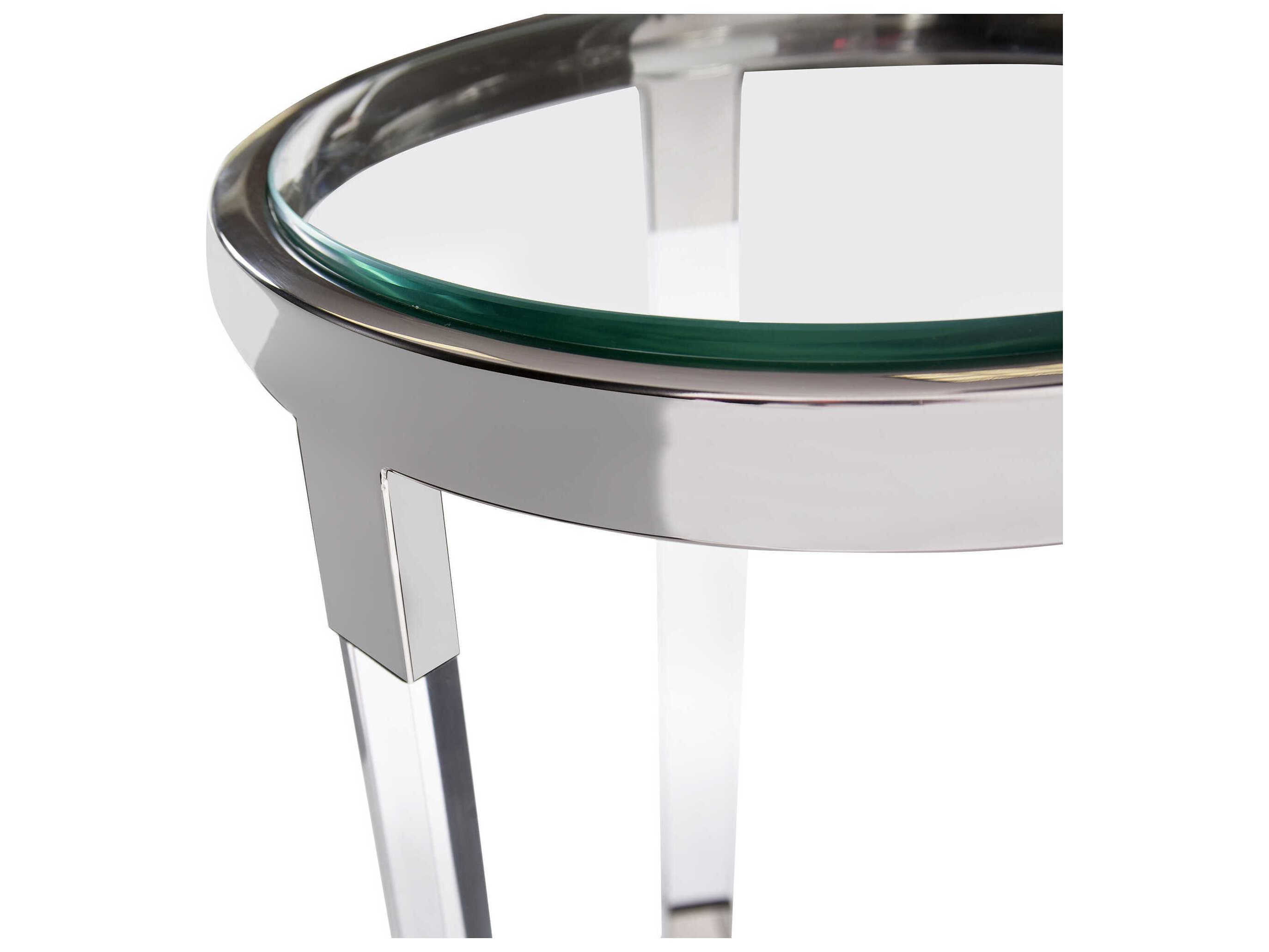 Howard Elliott Round Glass Silver End Table