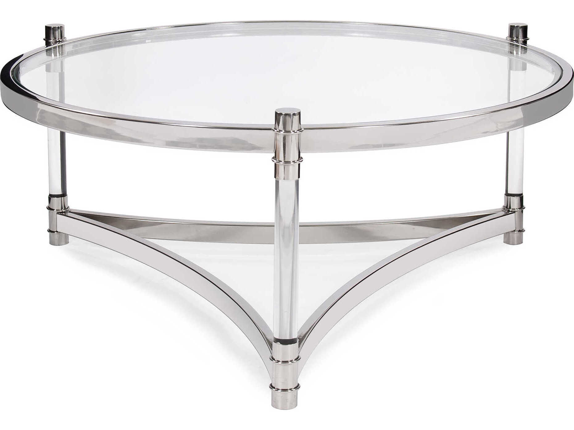 Howard Elliott Round Glass Silver Coffee Table