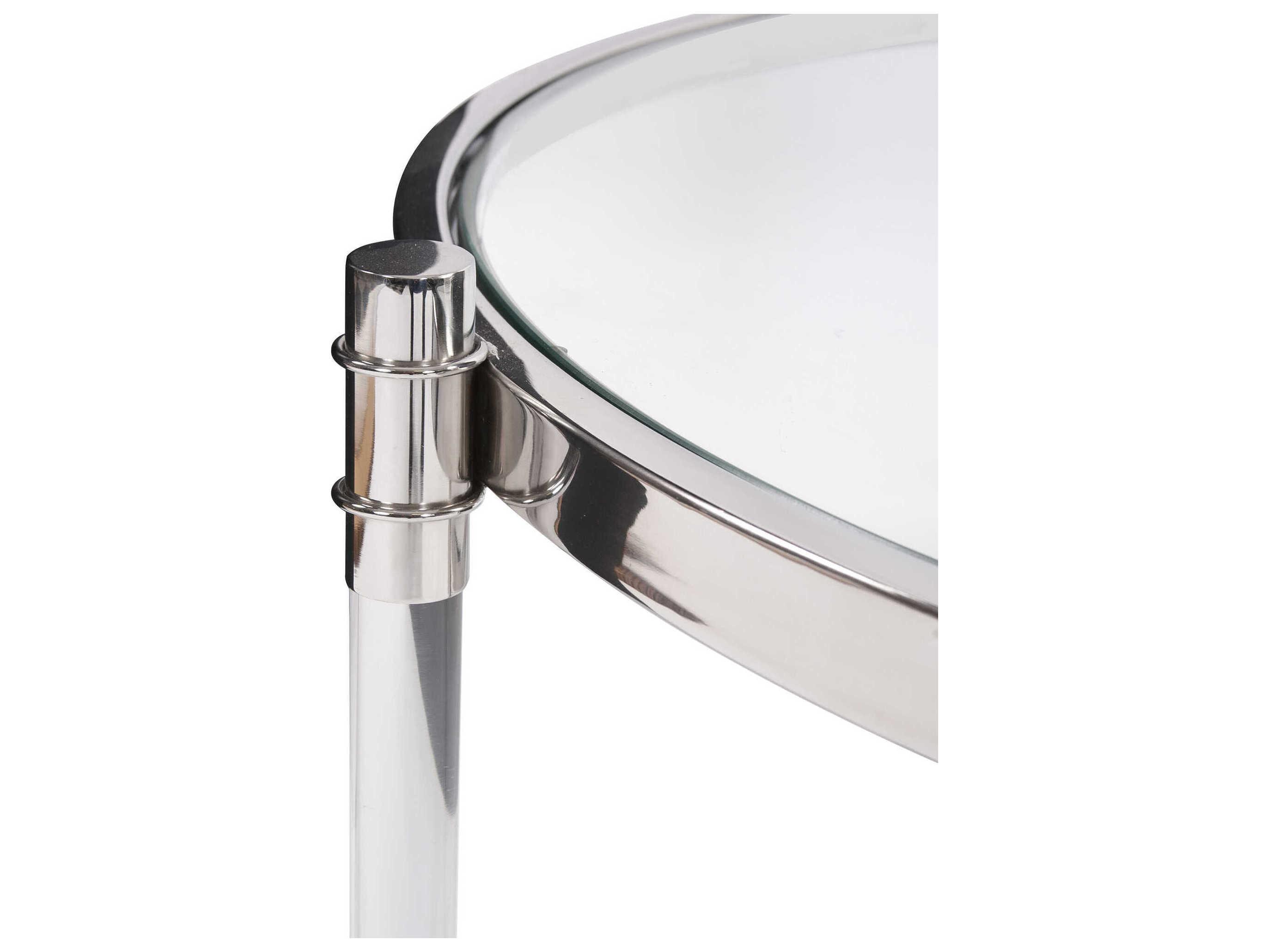 Howard Elliott Round Glass Silver Coffee Table