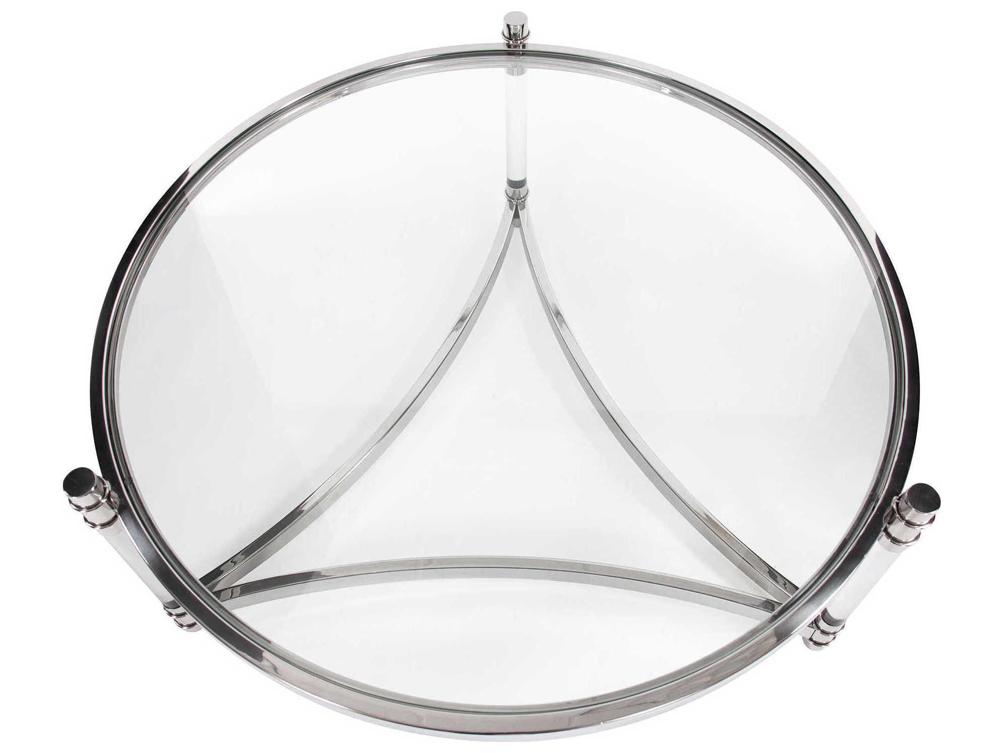 Howard Elliott Round Glass Silver Coffee Table