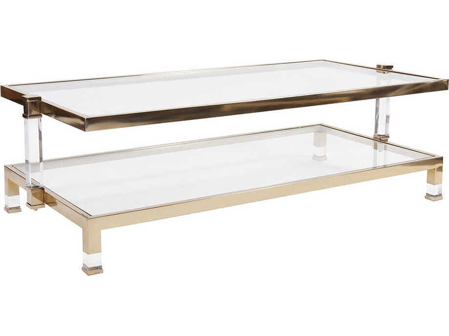Howard Elliott Goldwyn Rectangular Glass Gold Coffee Table