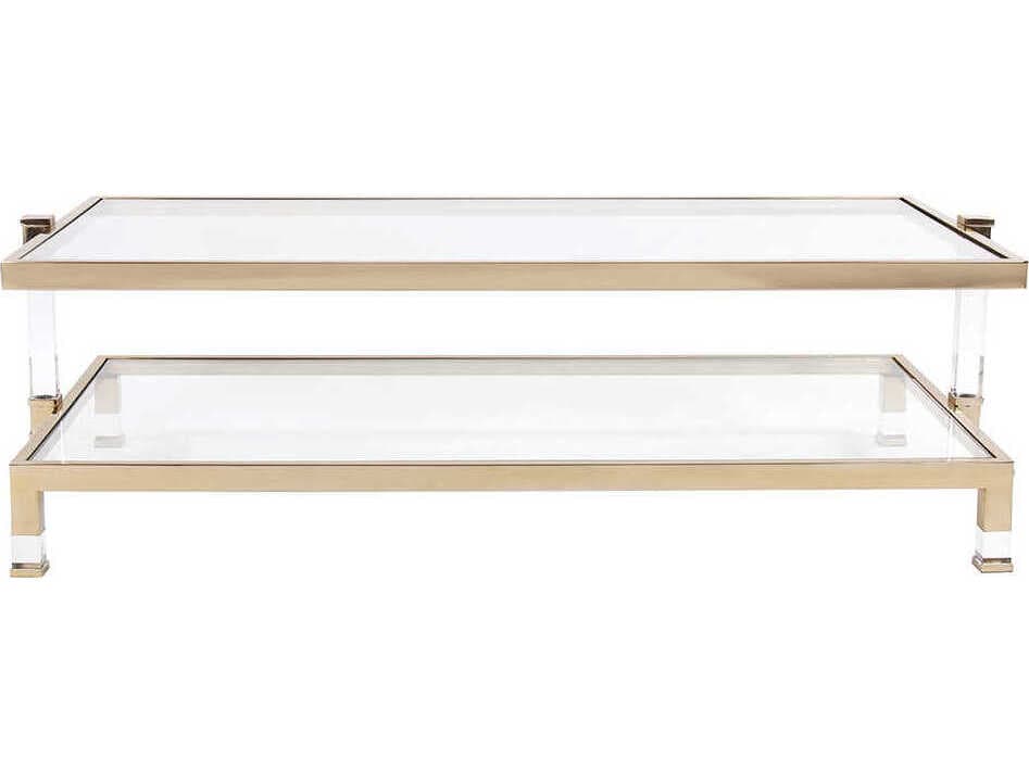 Howard Elliott Goldwyn Rectangular Glass Gold Coffee Table