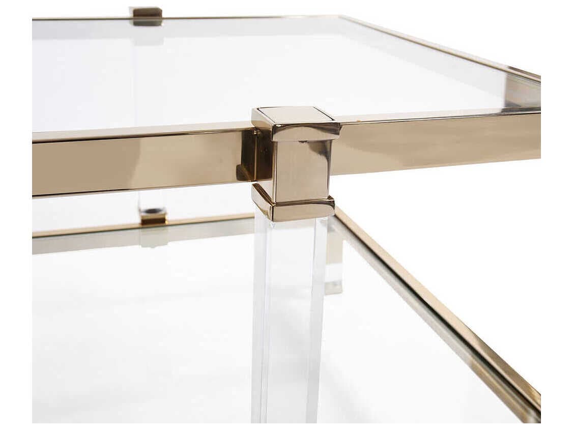 Howard Elliott Goldwyn Rectangular Glass Gold Coffee Table