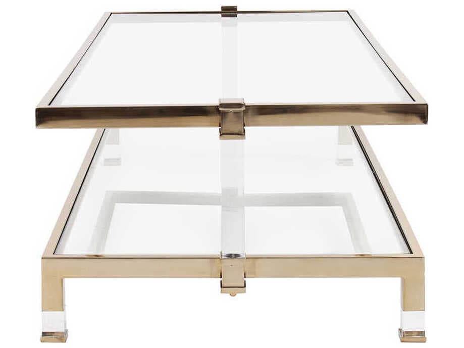 Howard Elliott Goldwyn Rectangular Glass Gold Coffee Table